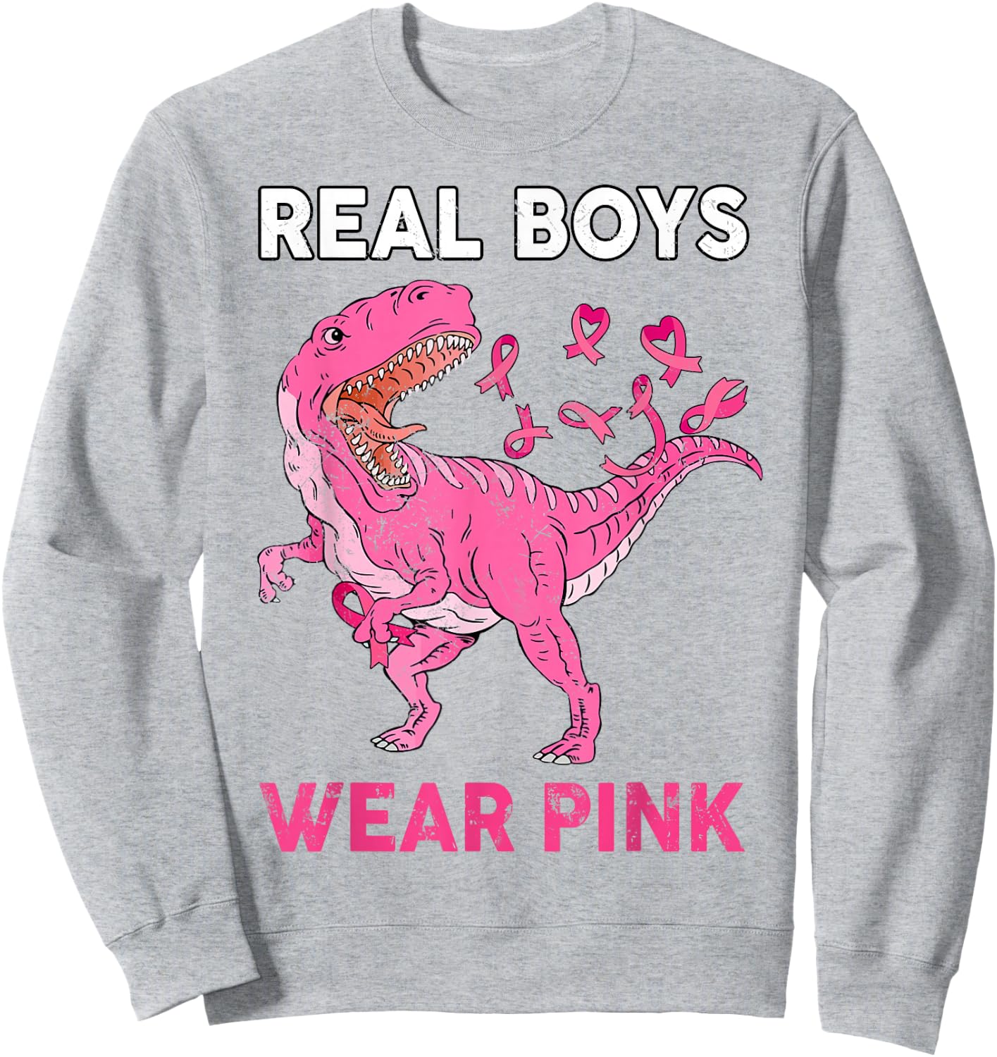 Breast Cancer Awareness Real Boy Wear Pink Kids Youth Childs Sweatshirt - Sweatshirt | Ash