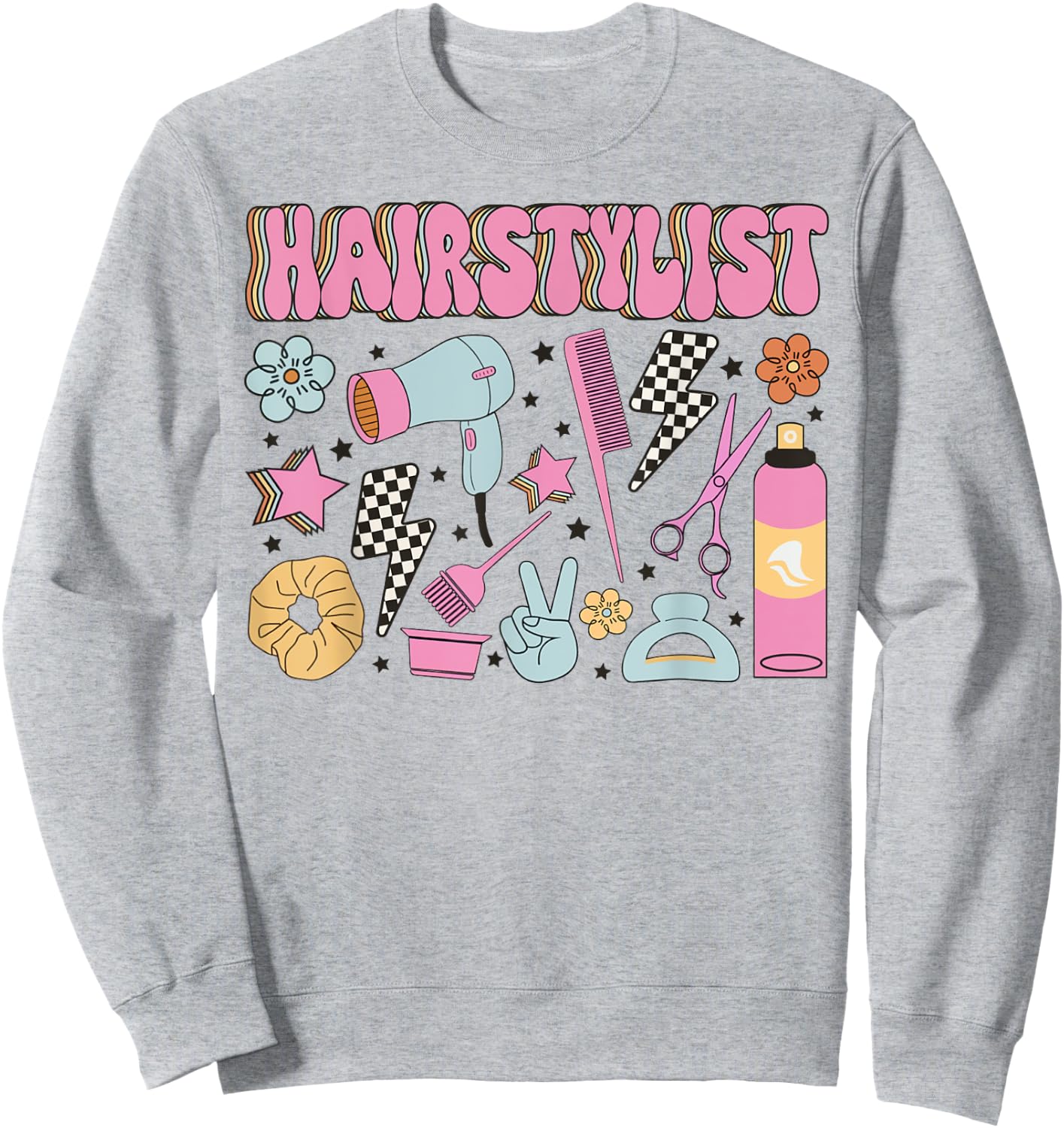 Retro Cosmetology Hairdresser Hair Dresser Hairstylist Tools Sweatshirt - Sweatshirt | Ash