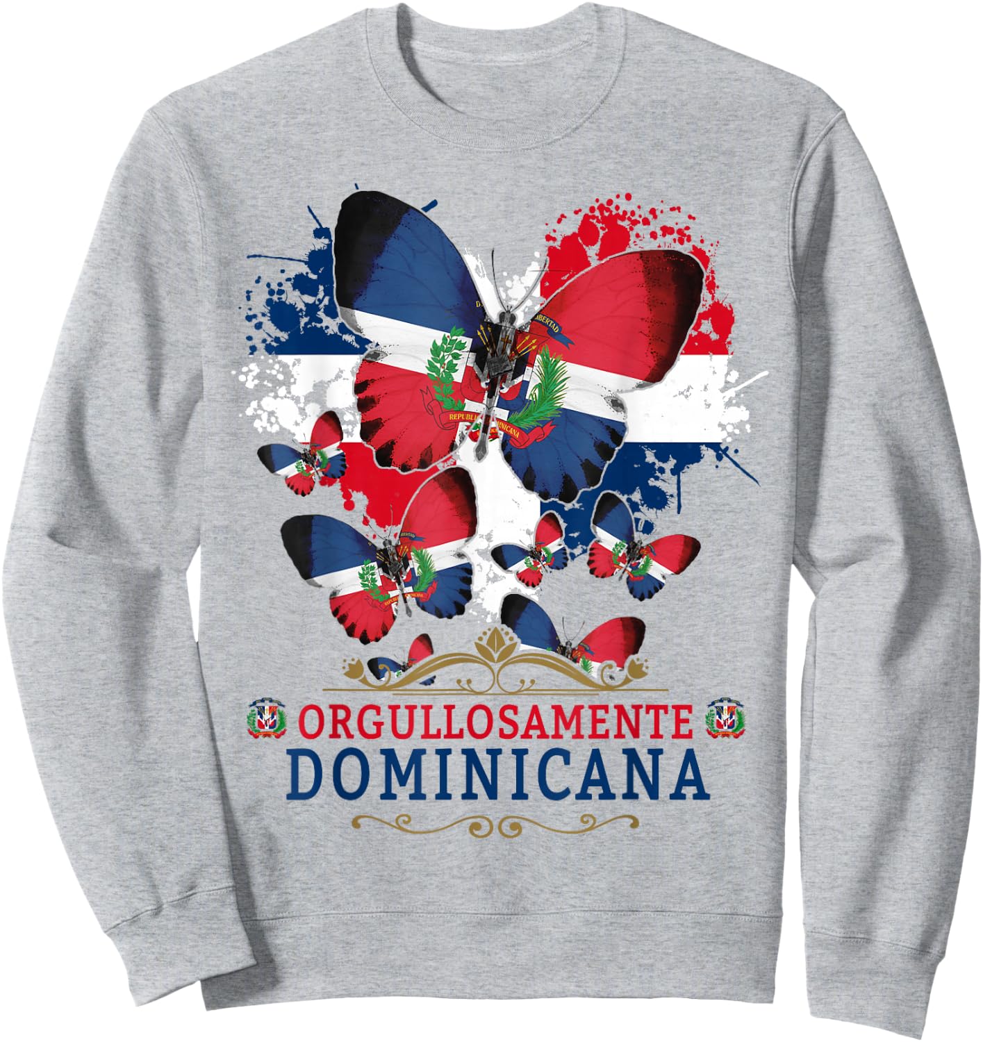 Republica Dominicana Butterfly & Dominican Flag Sweatshirt - Sweatshirt | Ash