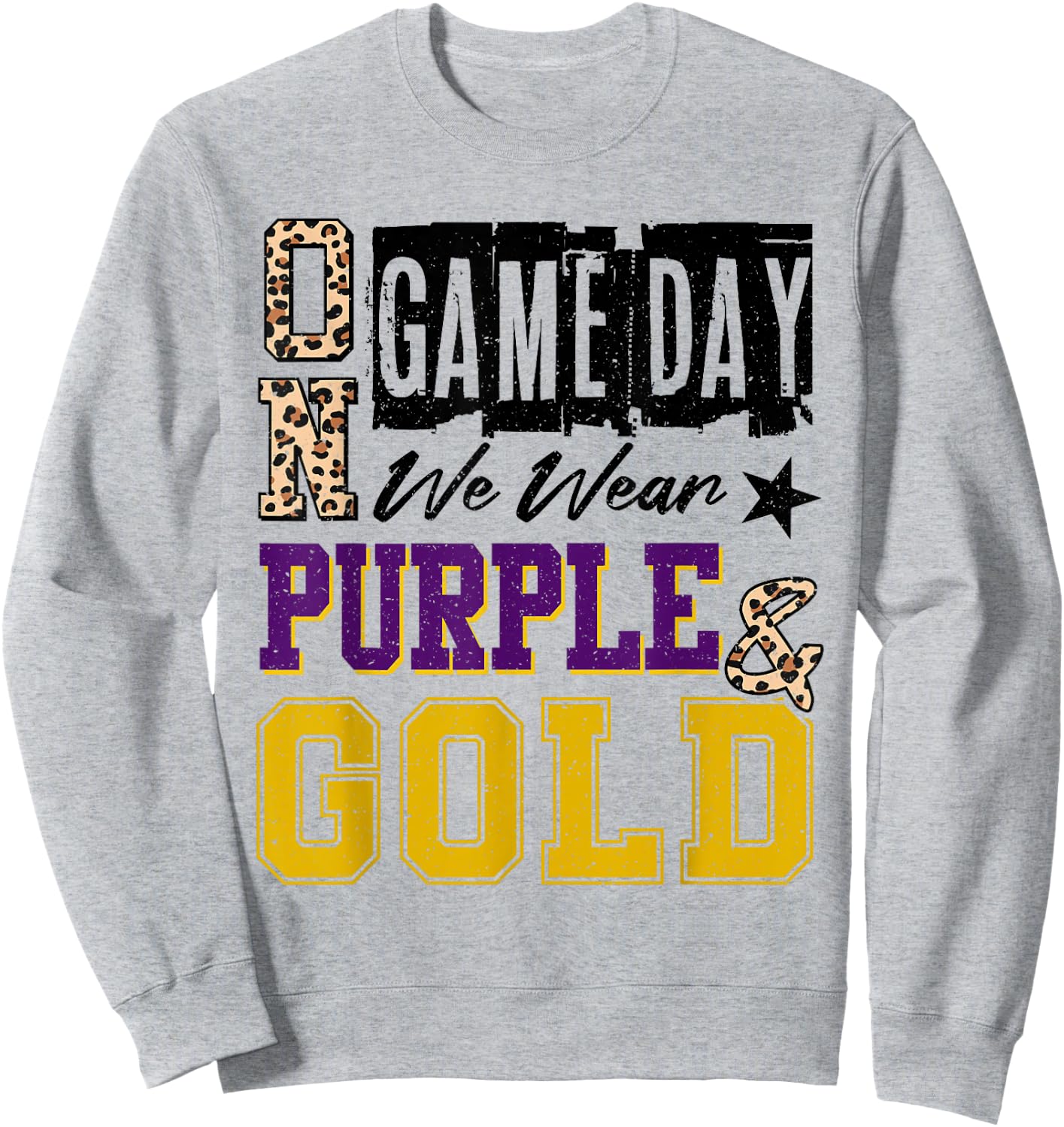 On Gameday Football We Wear Purple And Gold School Spirit Sweatshirt - Sweatshirt | Ash