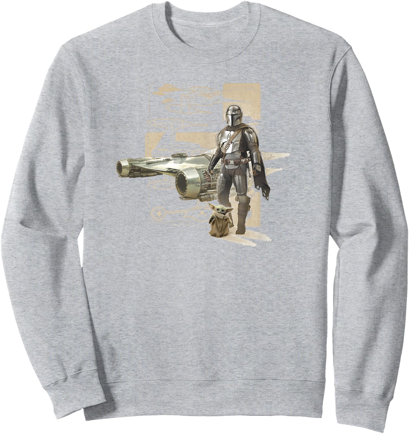Star Wars: The Mandalorian & Child Starfighter Schematic Sweatshirt - Sweatshirt | Ash