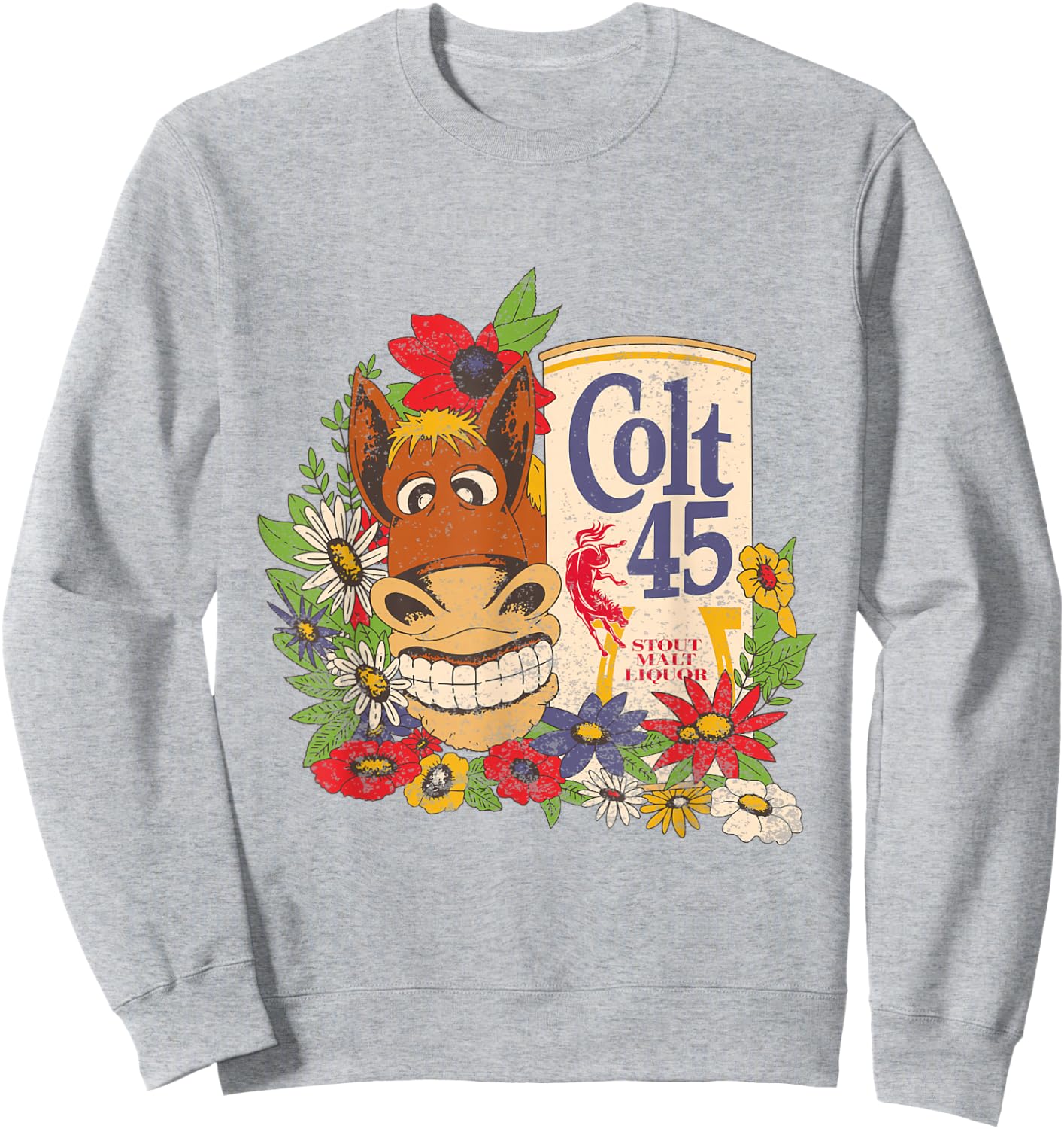Colt 45 Beer Vintage Donkey - Authentic Licensed Artwork Sweatshirt - Sweatshirt | Ash