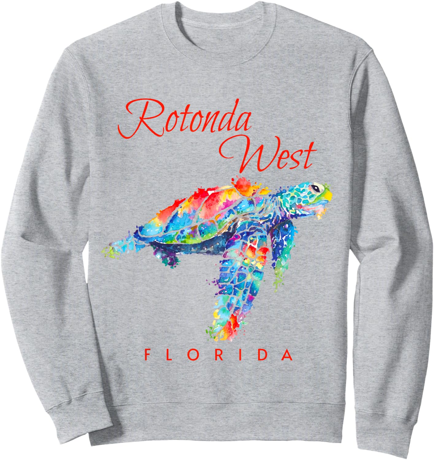 Rotonda West Florida Watercolor Sea Turtle Sweatshirt - Sweatshirt | Ash
