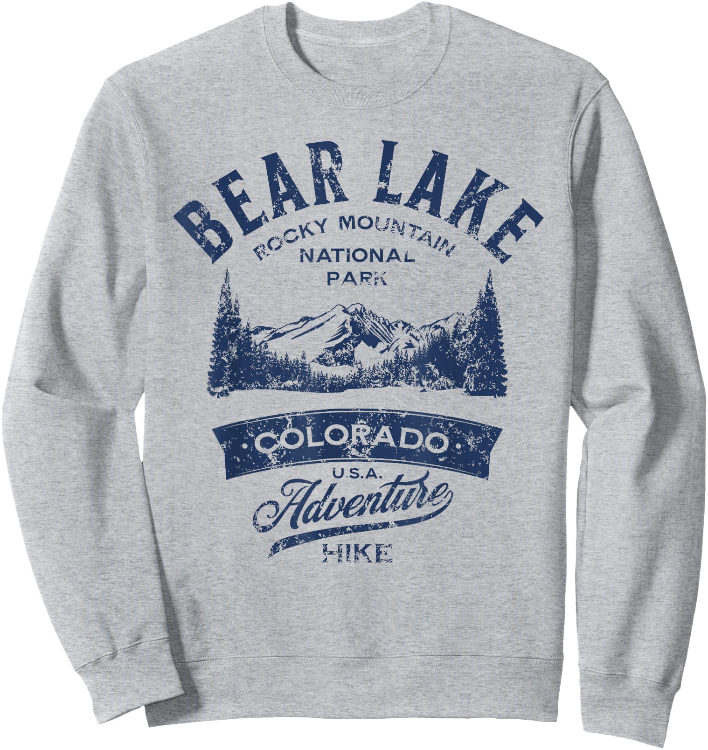Bear Lake Rocky Mountain National Park Distressed Design Sweatshirt - Sweatshirt | Ash