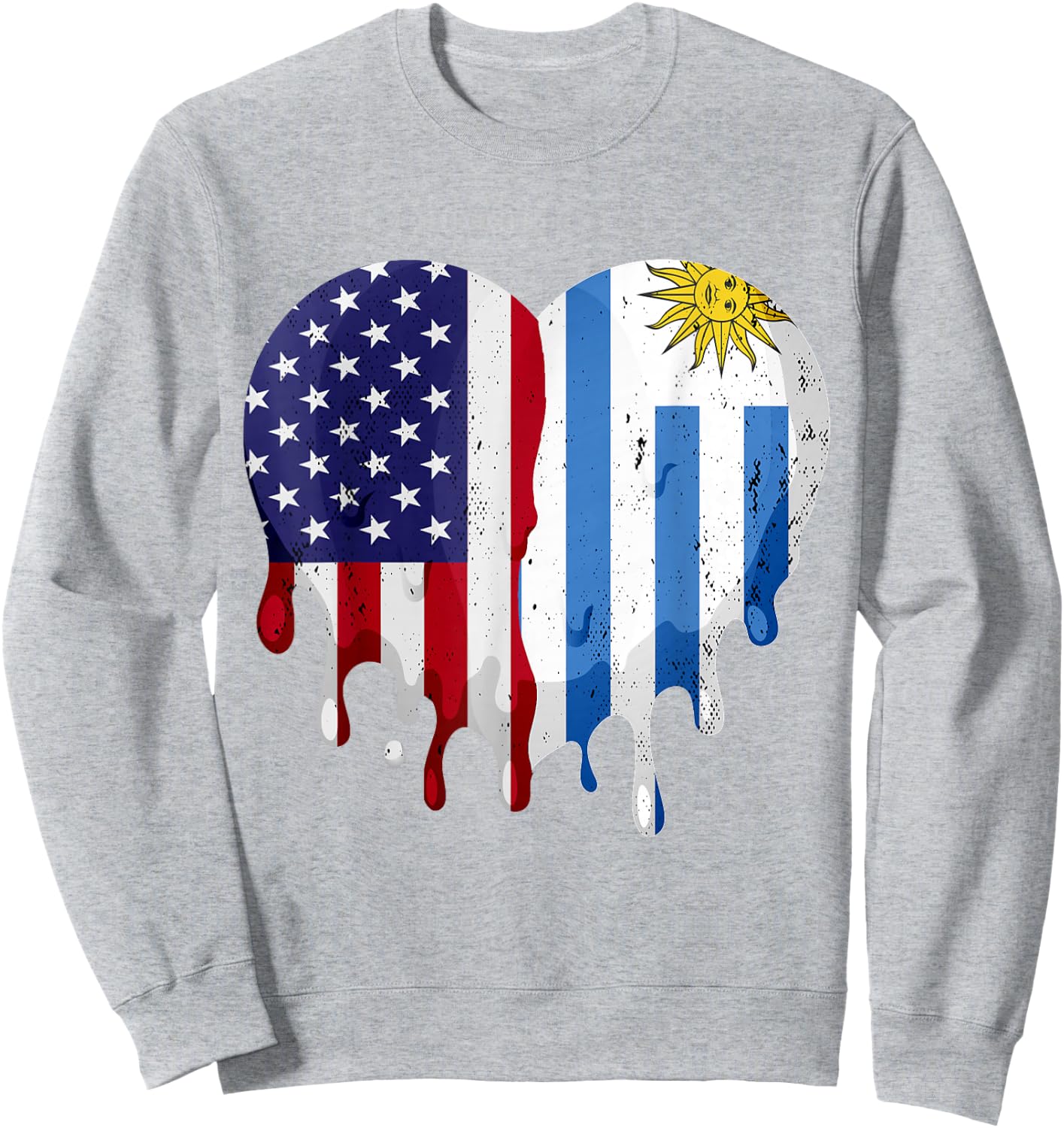 American Uruguayan Hispanic Heritage Month Flag Heart Sweatshirt - Sweatshirt | Ash
