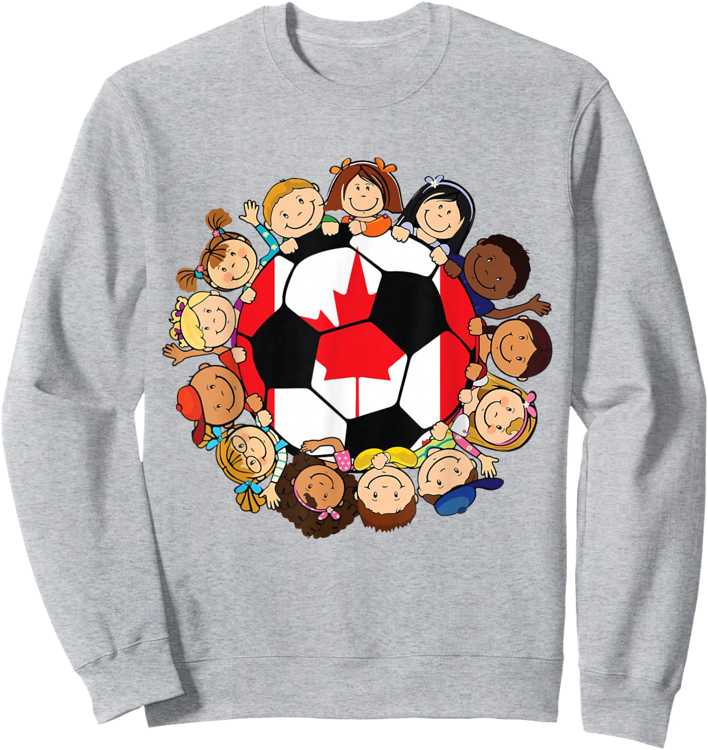 Canada Soccer Ball Kids Toddler Girls Around Canadian Flag Sweatshirt - Sweatshirt | Ash