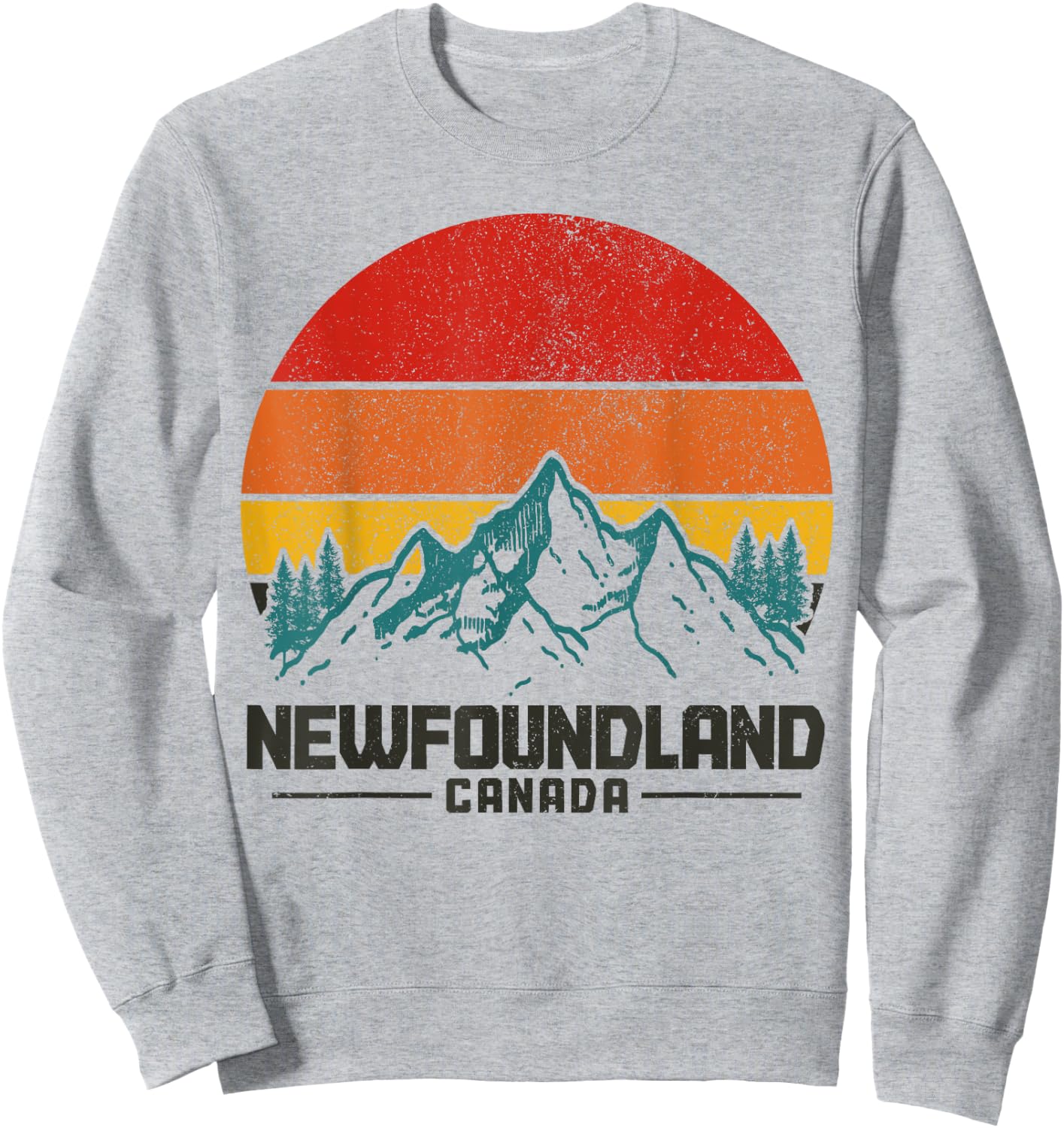Newfoundland Canada Vintage Mountains Hiking Nature Canadian Sweatshirt - Sweatshirt | Ash