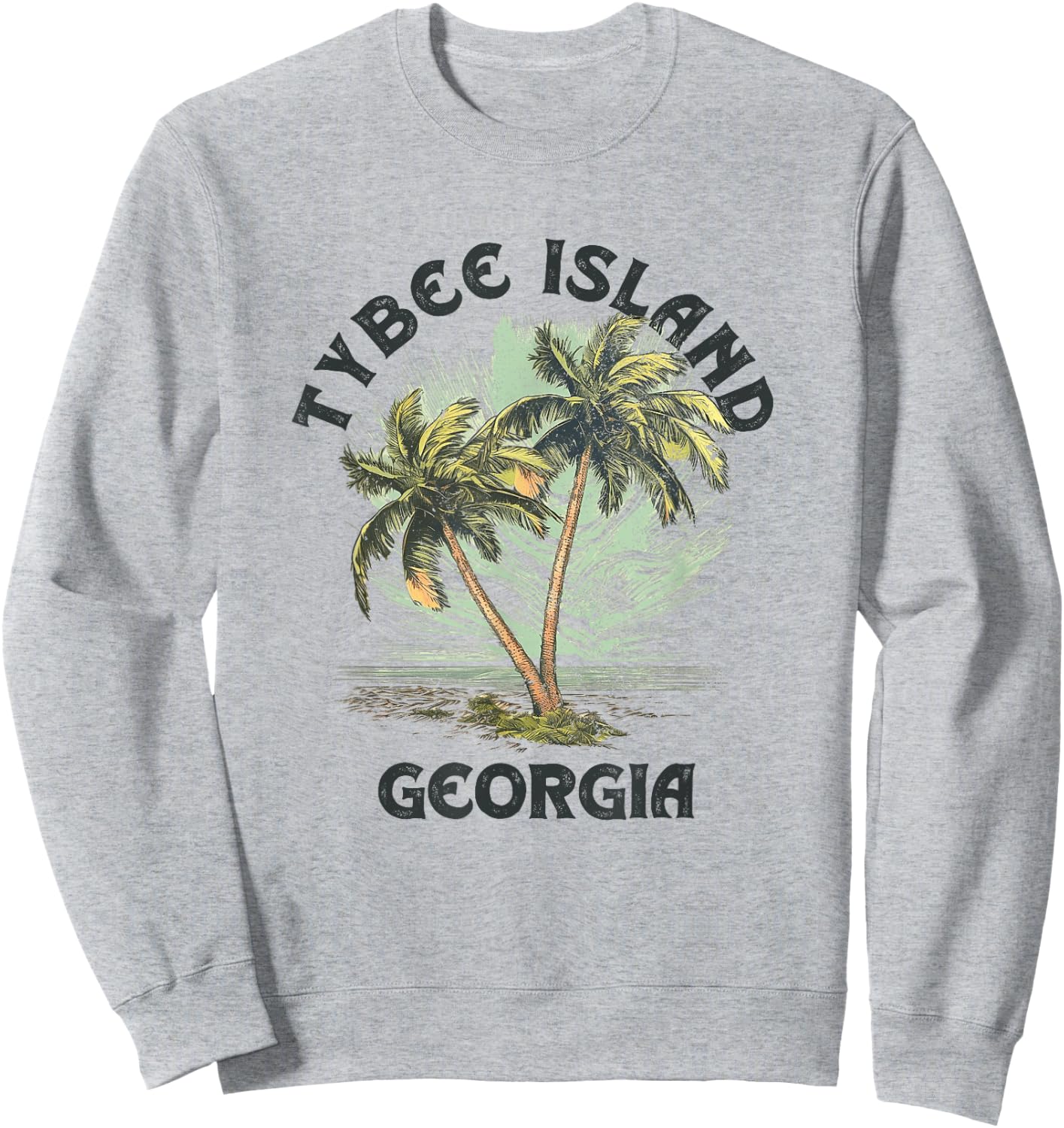 Tybee Island Georgia Palms Vintage Beach Women Sweatshirt - Sweatshirt | Ash