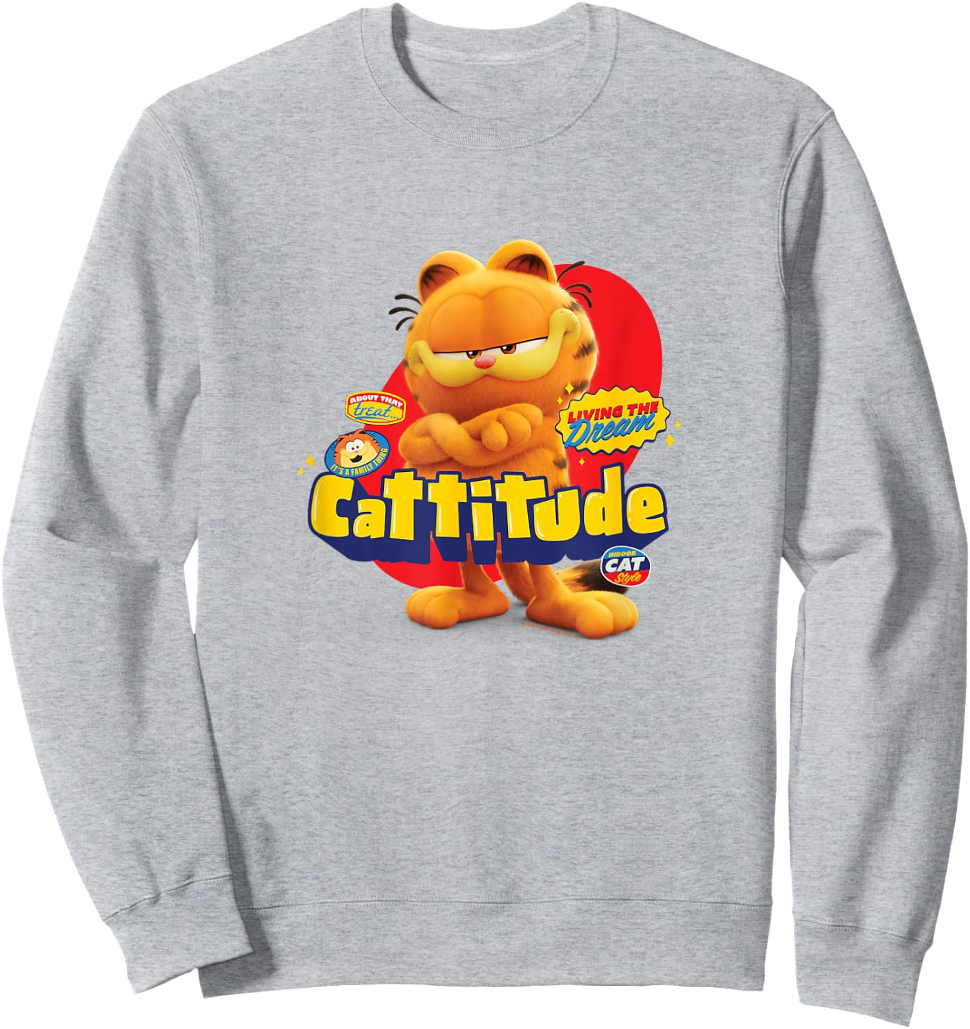 The Garfield Movie Cattitude Sassy Garfield Portrait Sweatshirt - Sweatshirt | Ash