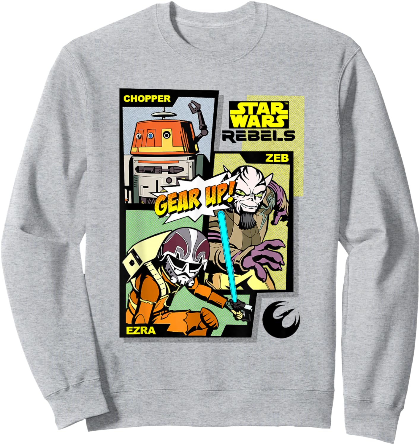 Star Wars Rebels Gear Up! Chopper Ezra & Zeb Comic Panels Sweatshirt - Sweatshirt | Ash