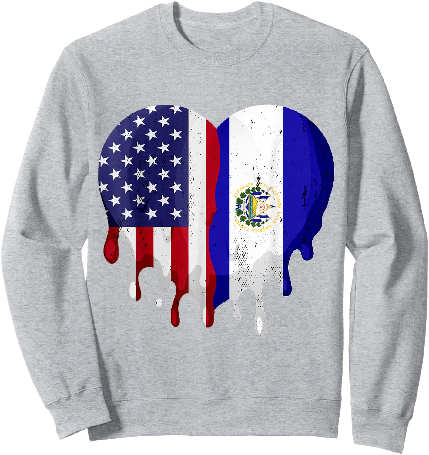 American Salvadoran Hispanic Heritage Month Flag Heart Sweatshirt - Sweatshirt | Ash