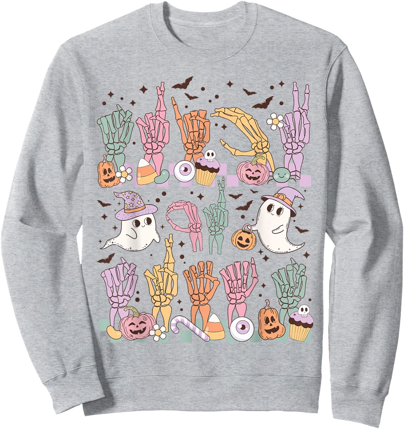 Trick or Treat ASL Hands American Sign Language Halloween Sweatshirt - Sweatshirt | Ash