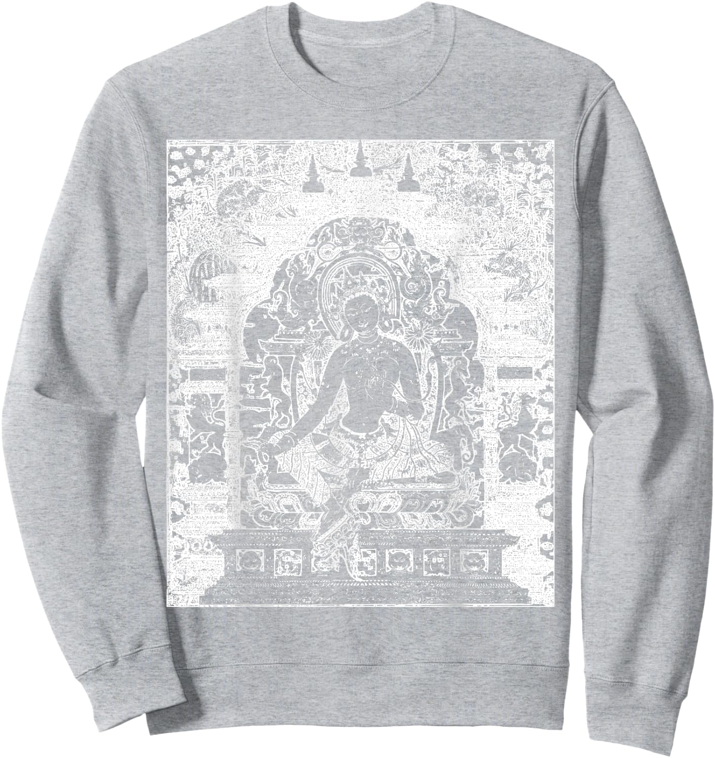 Green Tara Mantra Buddha Tibetan Vajrayana Buddhism Sweatshirt - Sweatshirt | Ash