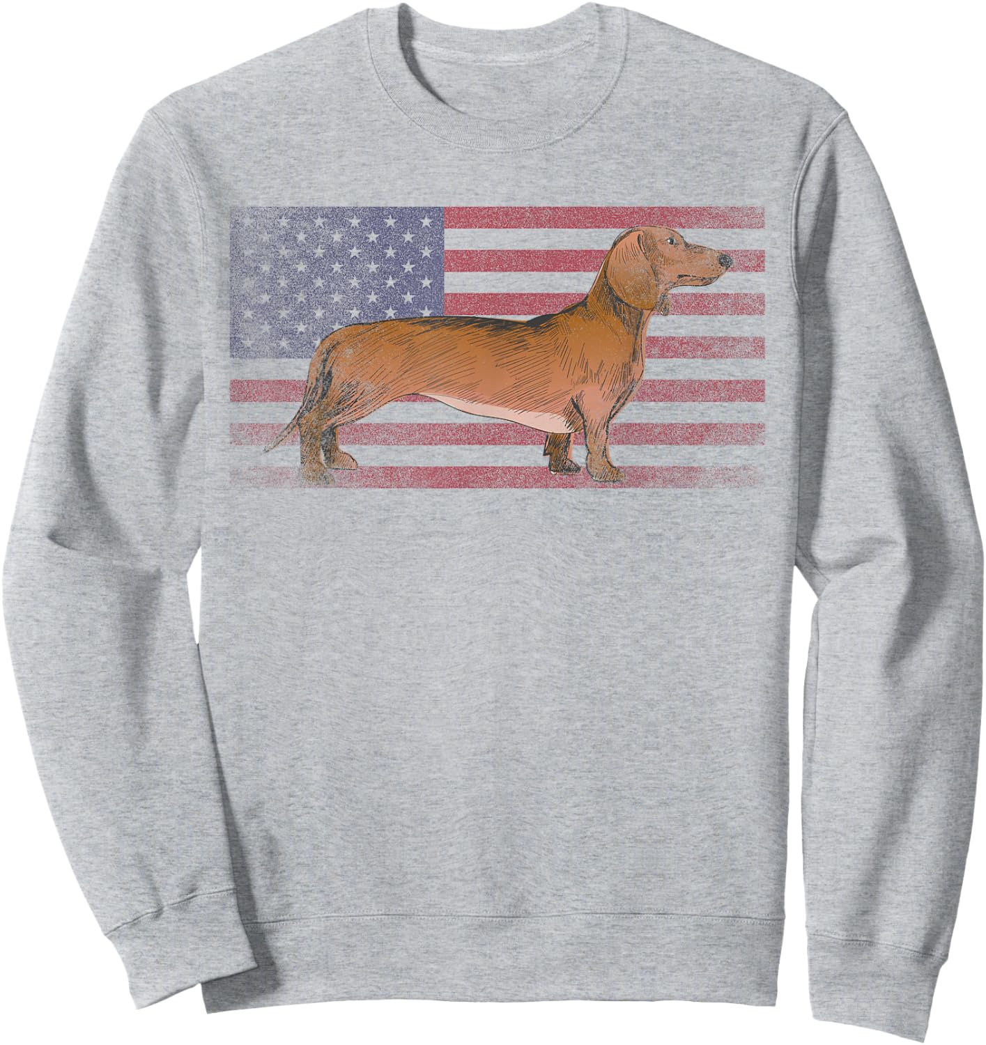 Dachshund Dog 4th of July American Flag America Patriotic Sweatshirt - Sweatshirt | Ash