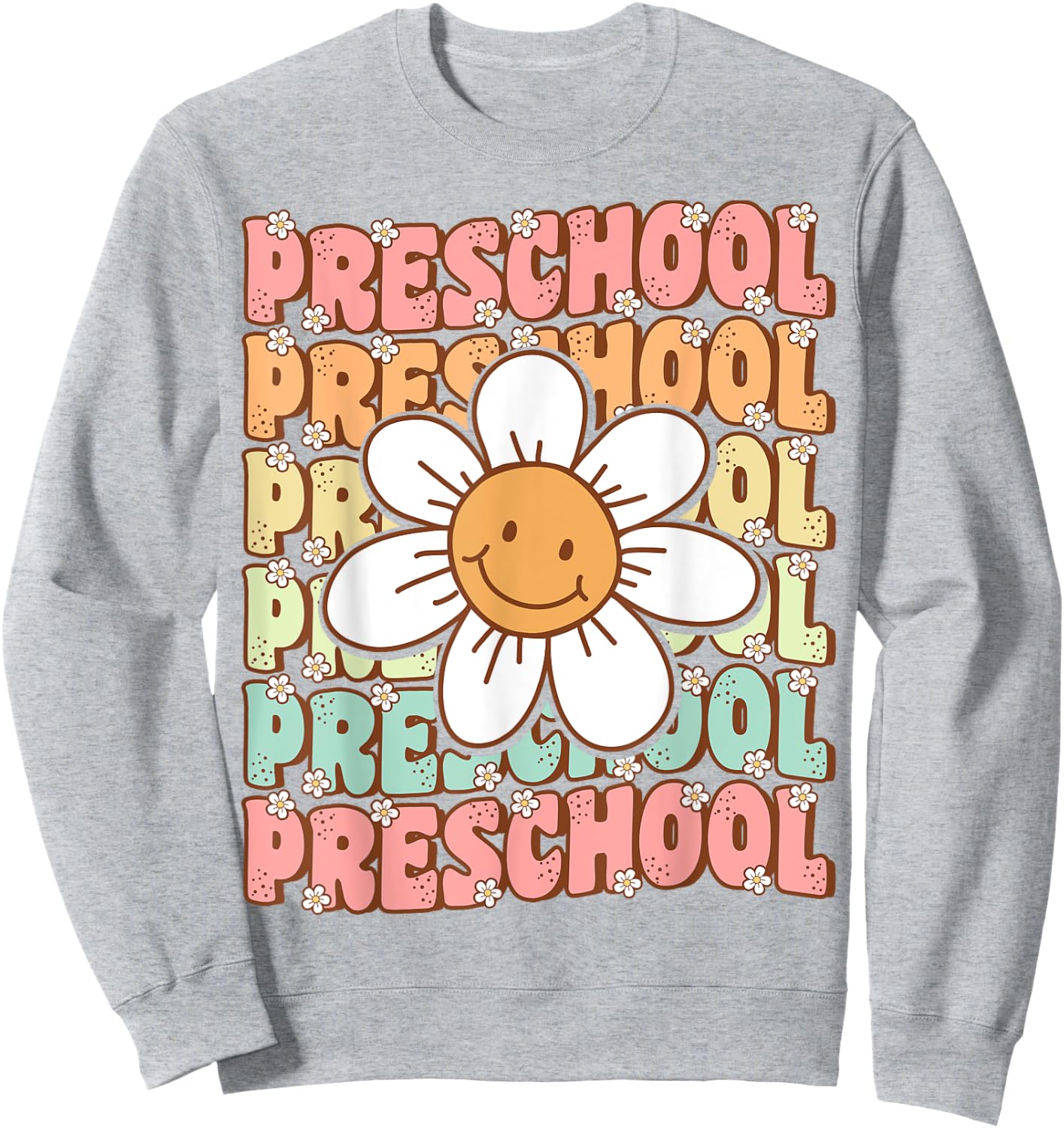 Groovy Preschool Cute Back To School First Day of Pre K Sweatshirt - Sweatshirt | Ash
