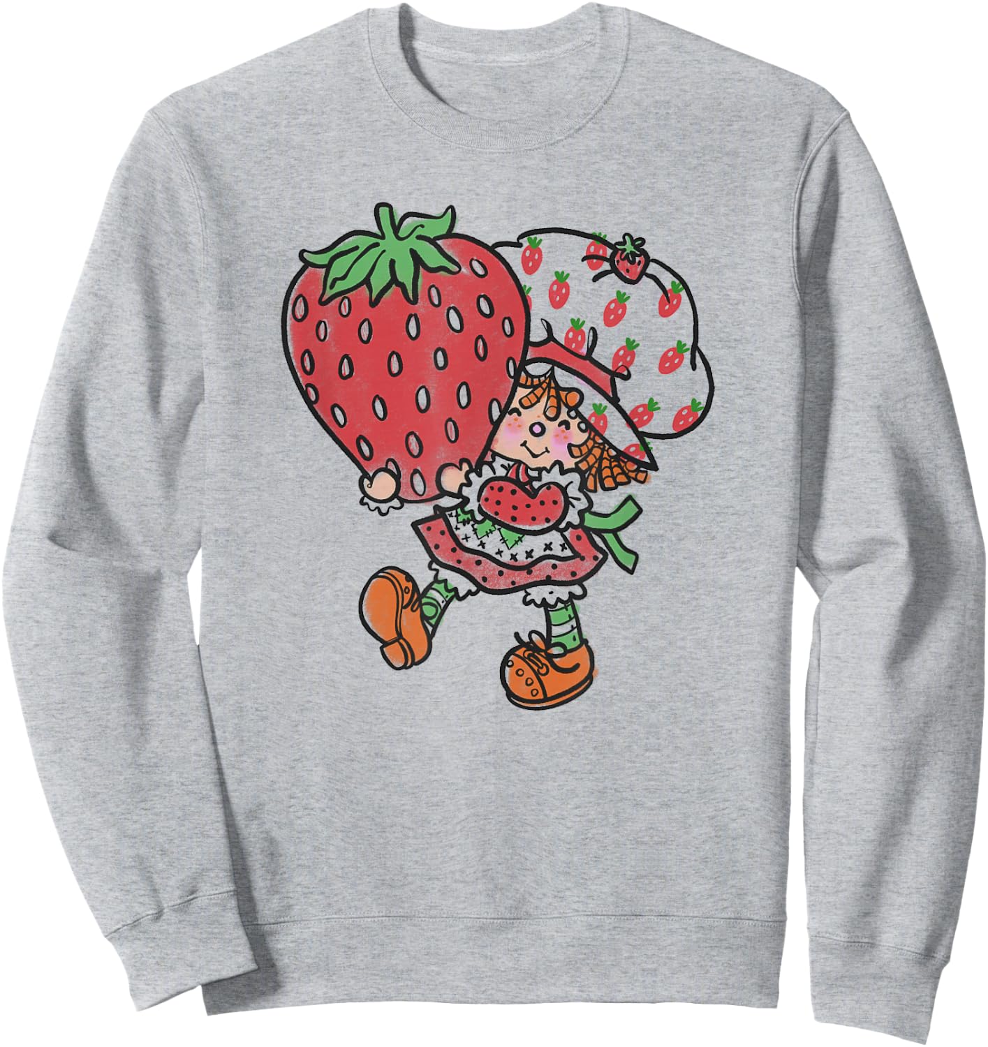 Strawberry Shortcake Mighty Cute Vintage Strawberry Sketch Sweatshirt - Sweatshirt | Ash