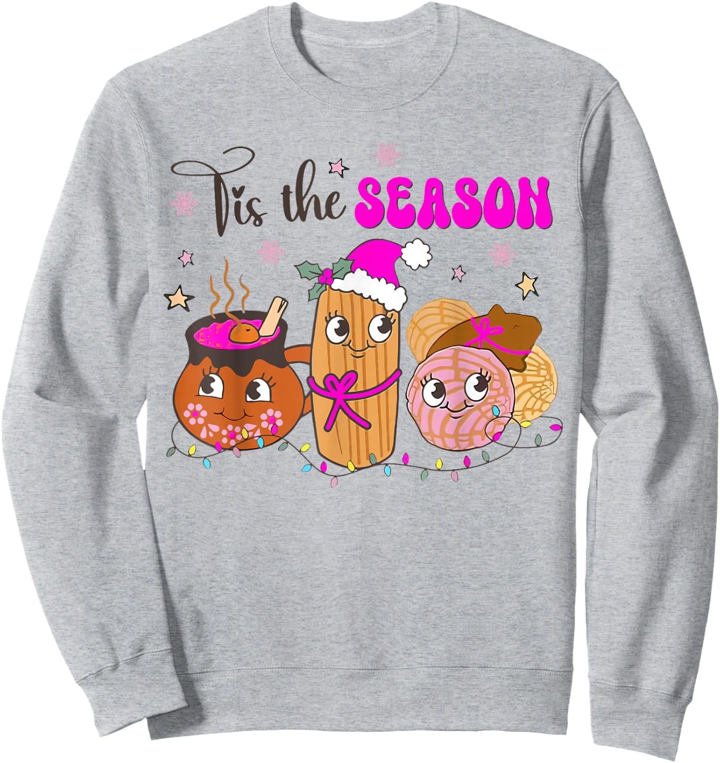 Tis The Season Conchas Cafecito Pan Dulce Mexican Christmas Sweatshirt - Sweatshirt | Ash