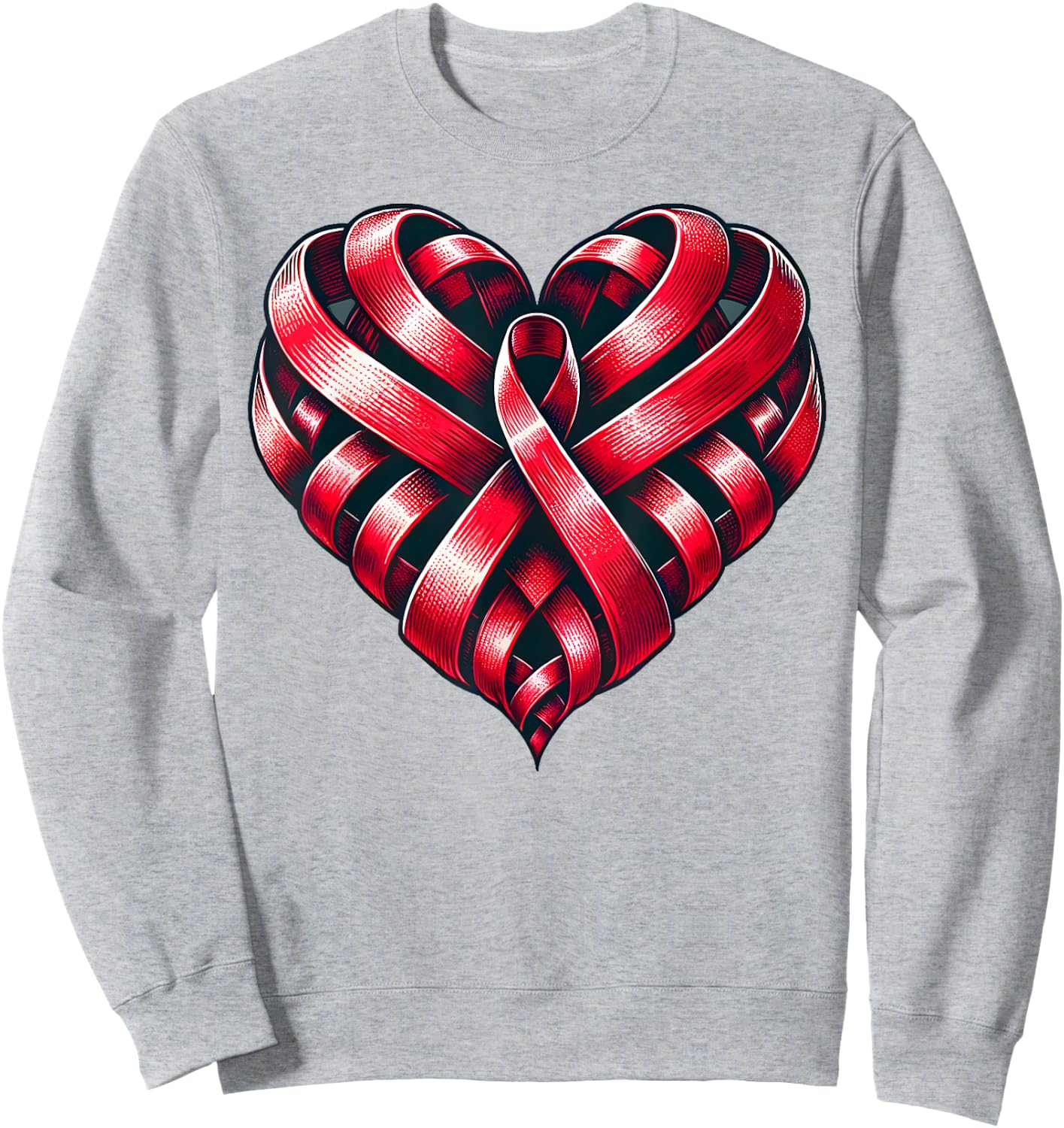 Red Ribbon Heart Unity World AIDS Day Sweatshirt - Sweatshirt | Ash