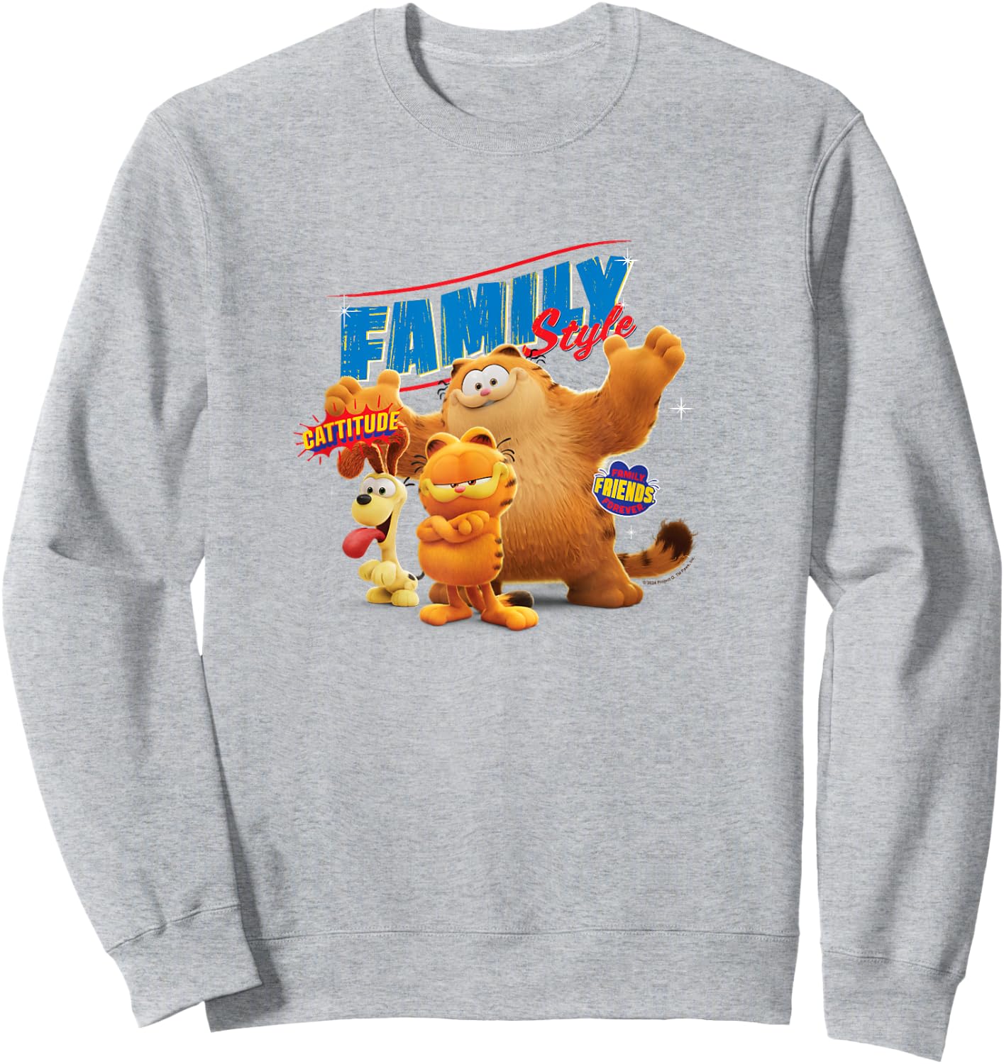 The Garfield Movie Family Style Cattitude Group Shot Sweatshirt - Sweatshirt | Ash