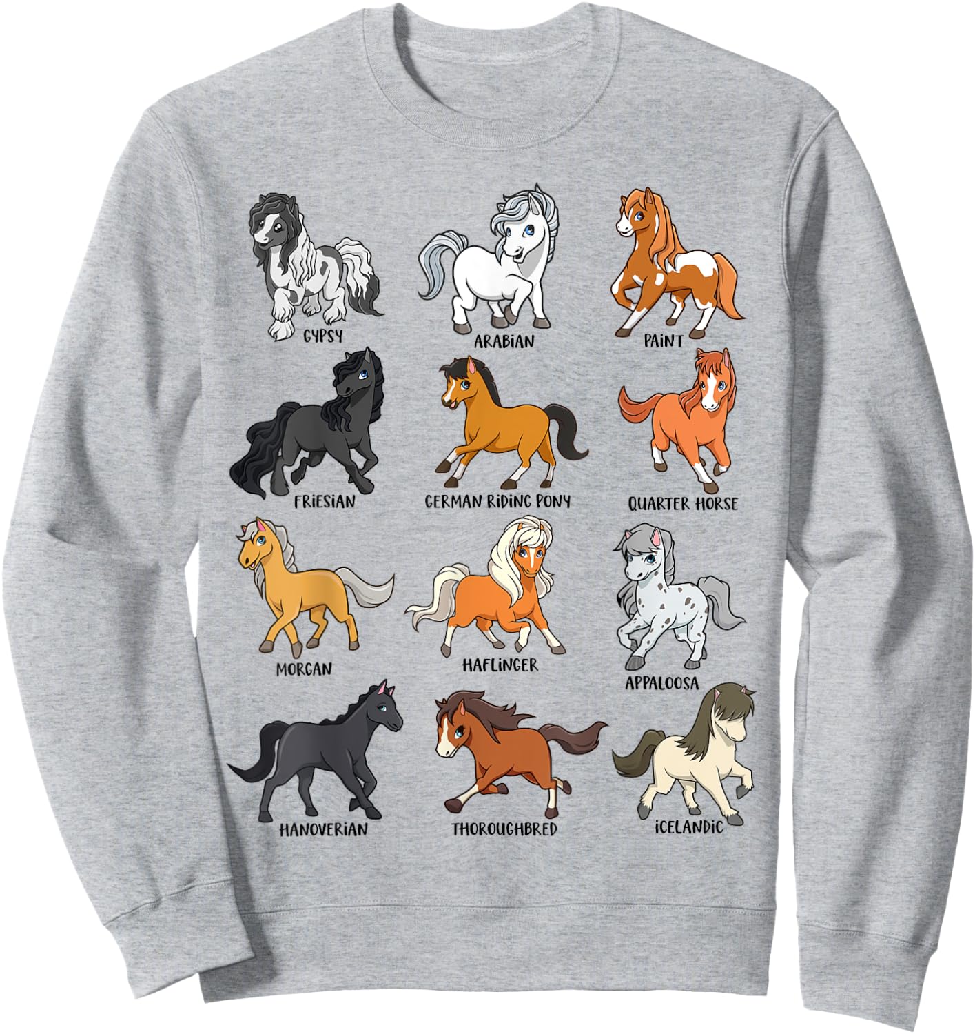 Horse lover - comic Kawaii horses Sweatshirt - Sweatshirt | Ash