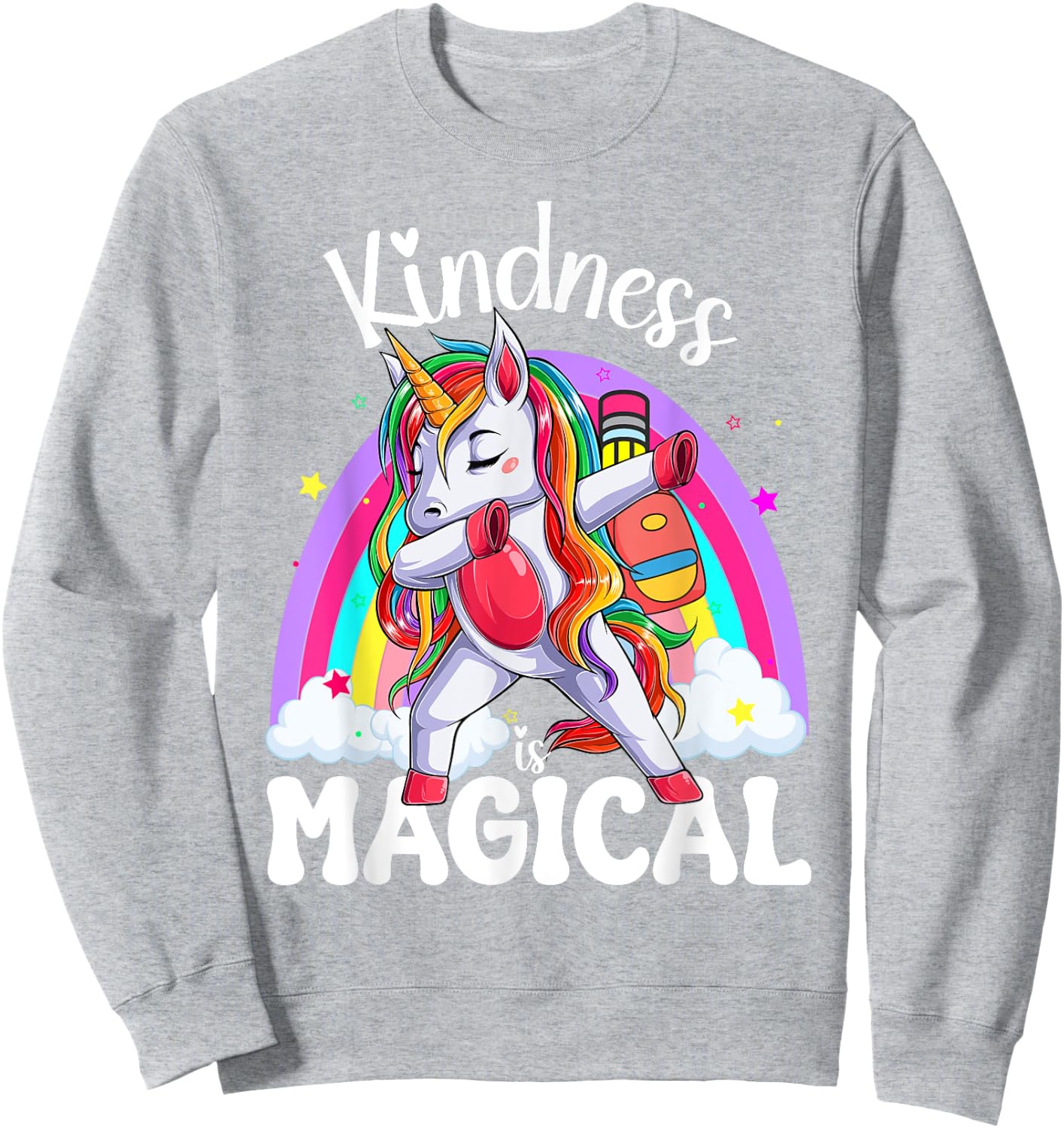 Groovy Unity Day Orange Kindness is Magical Unicorn Kids Sweatshirt - Sweatshirt | Ash