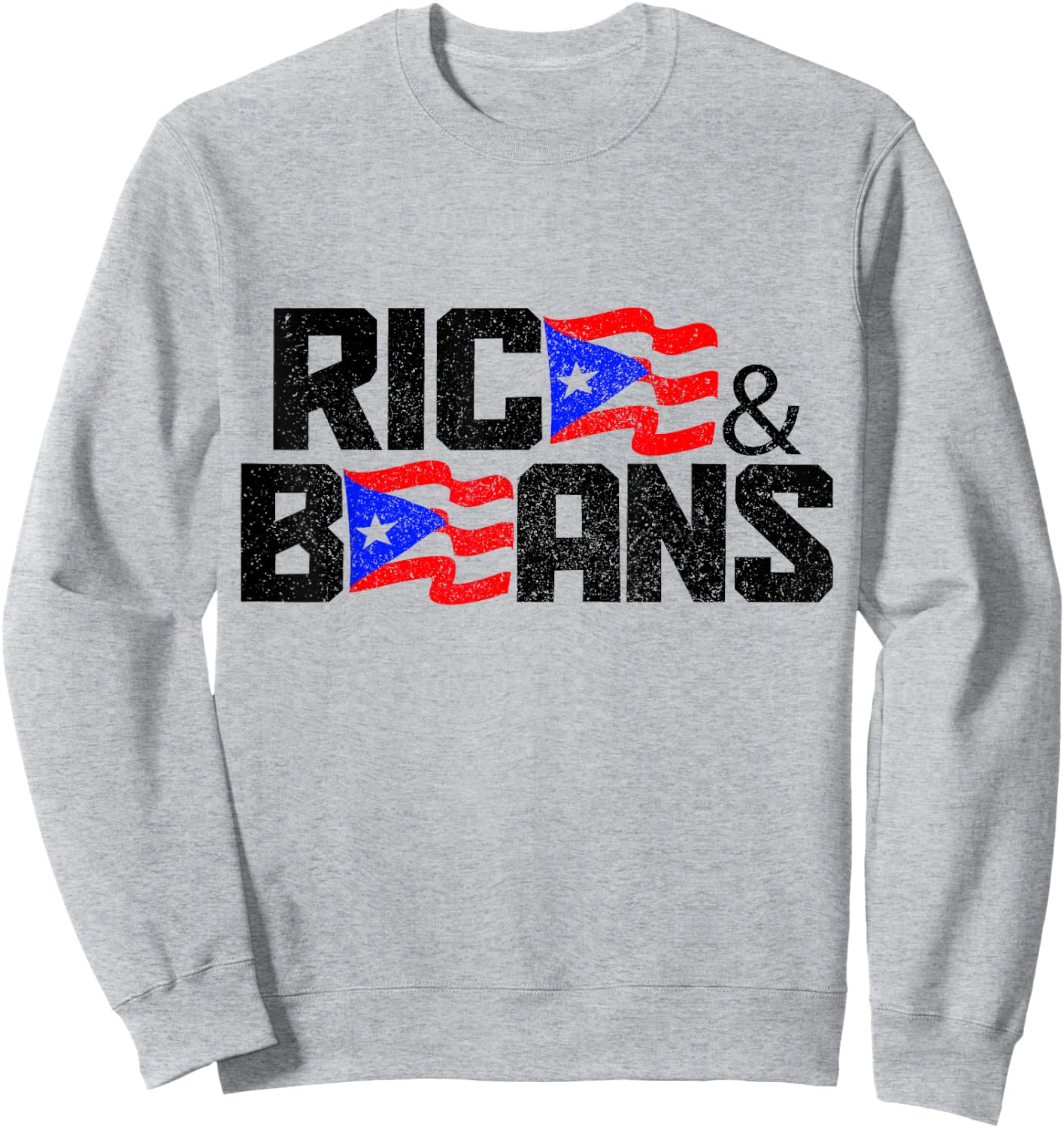 Rice and Beans of Puerto Rico Boricua Flag Sweatshirt - Sweatshirt | Ash