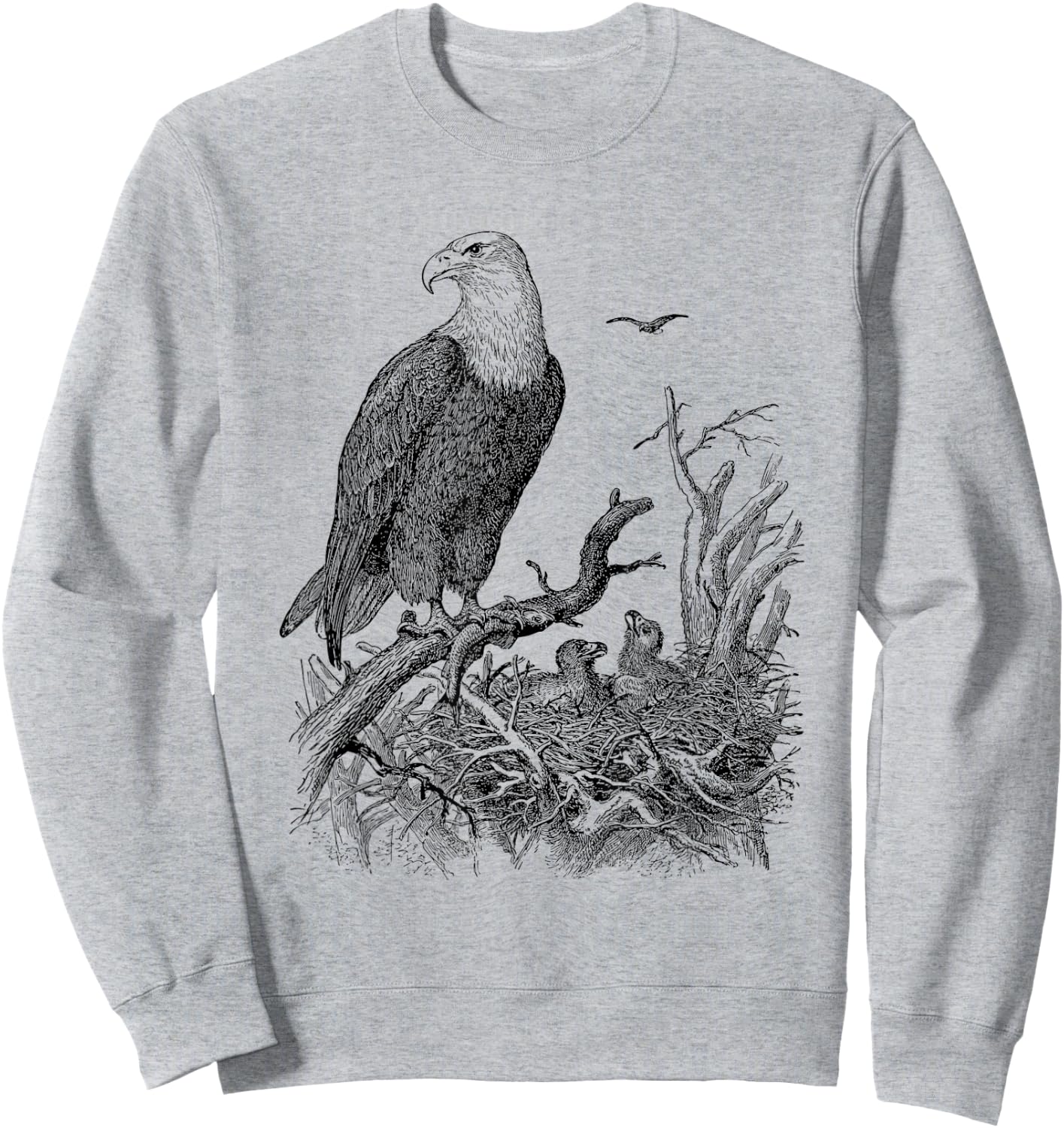 Bald Eagle Shirt Mother Eagle with Her Eaglets Sweatshirt - Sweatshirt | Ash