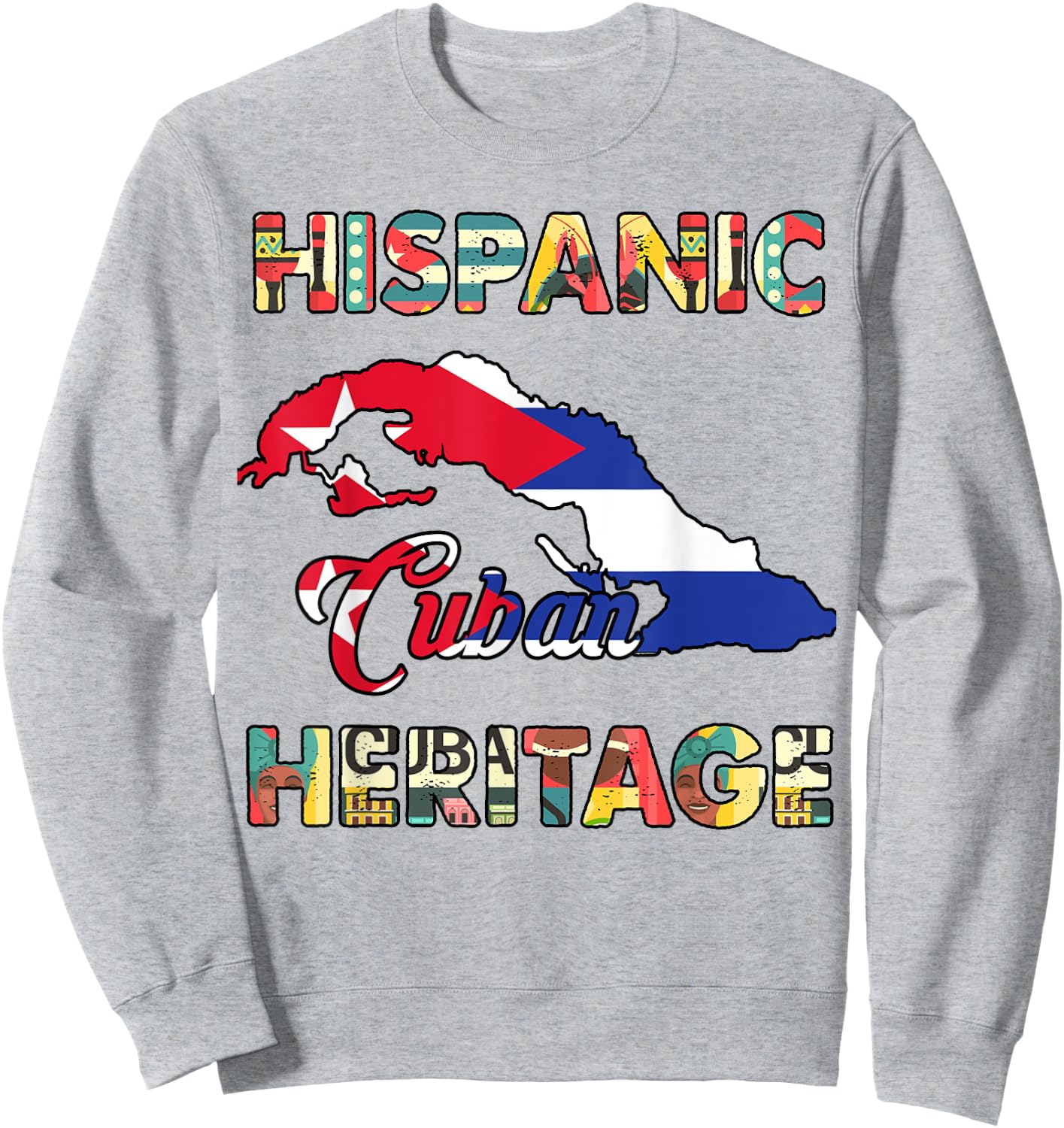 Cuba Flag Men Women Kids Cuban Hispanic Heritage Month Proud Sweatshirt - Sweatshirt | Ash