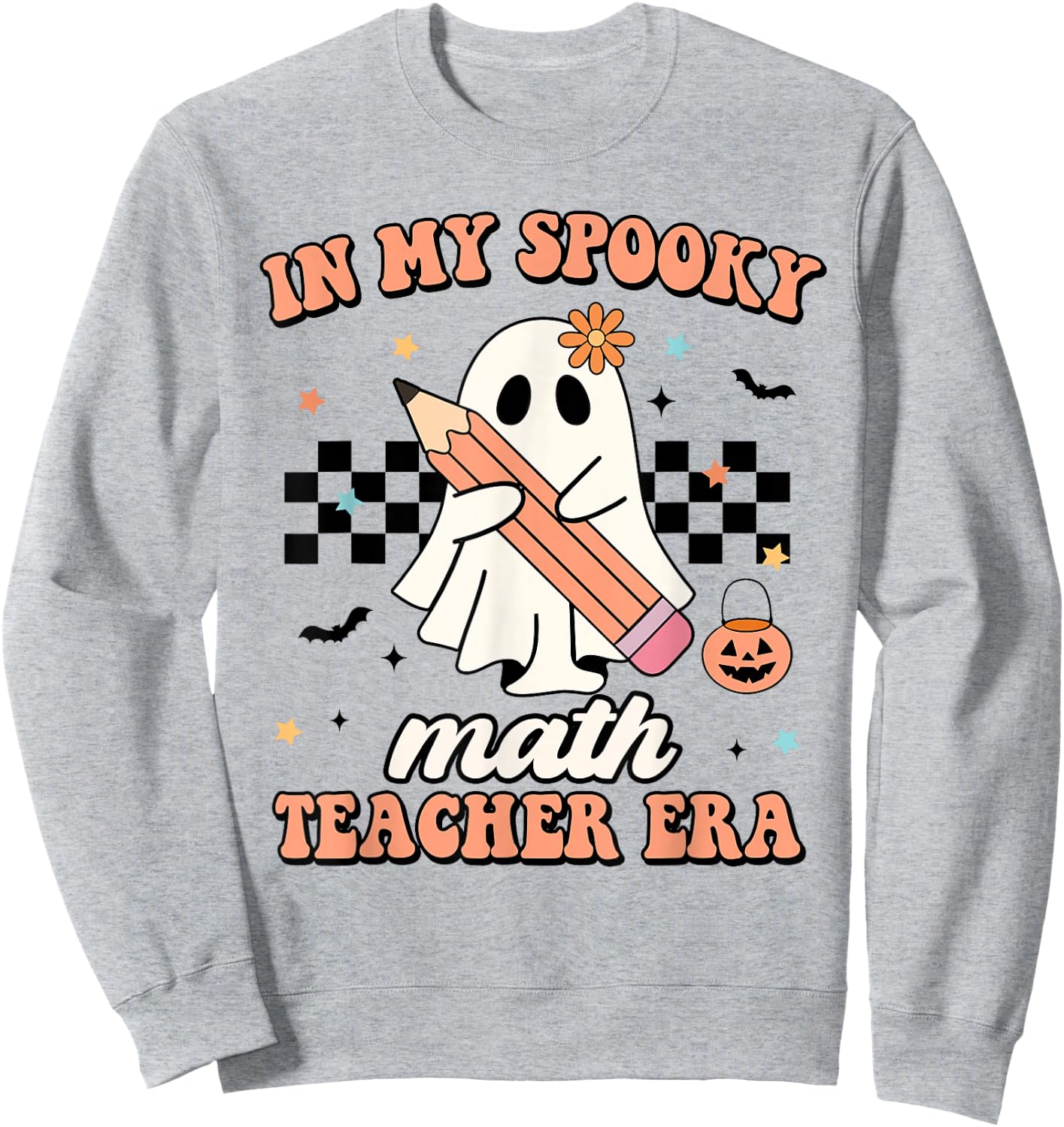 in My Spooky Math Teacher Era Groovy Retro Halloween Costume Women Sweatshirt - Sweatshirt | Ash
