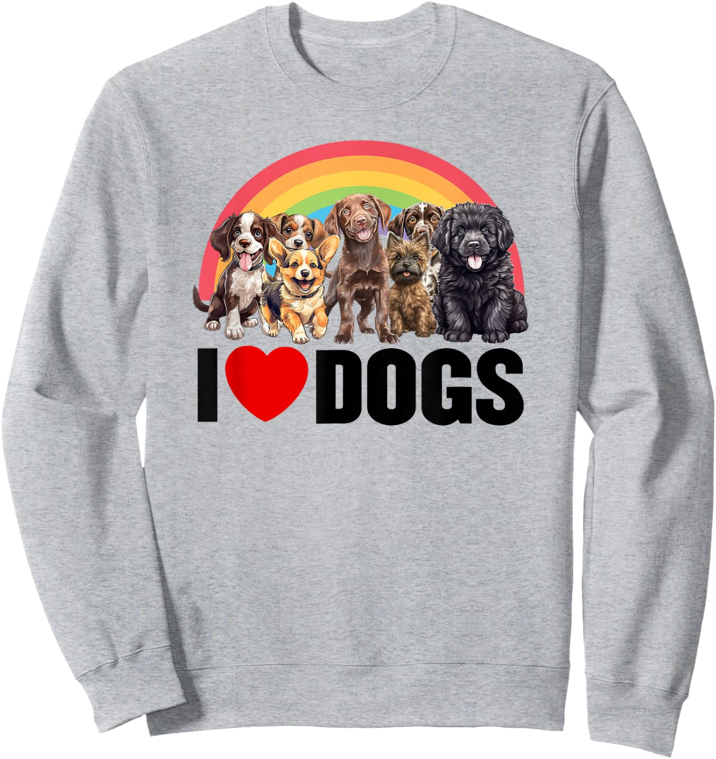 I Love Dogs Shirt, Cute Rainbow Shirt, Funny I Heart Dogs Sweatshirt - Sweatshirt | Ash