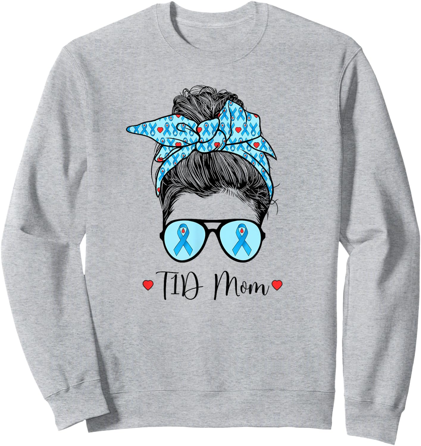 T1D Mom Diabetes Warrior Mother Type 1 Diabetic Warrior Sweatshirt - Sweatshirt | Ash