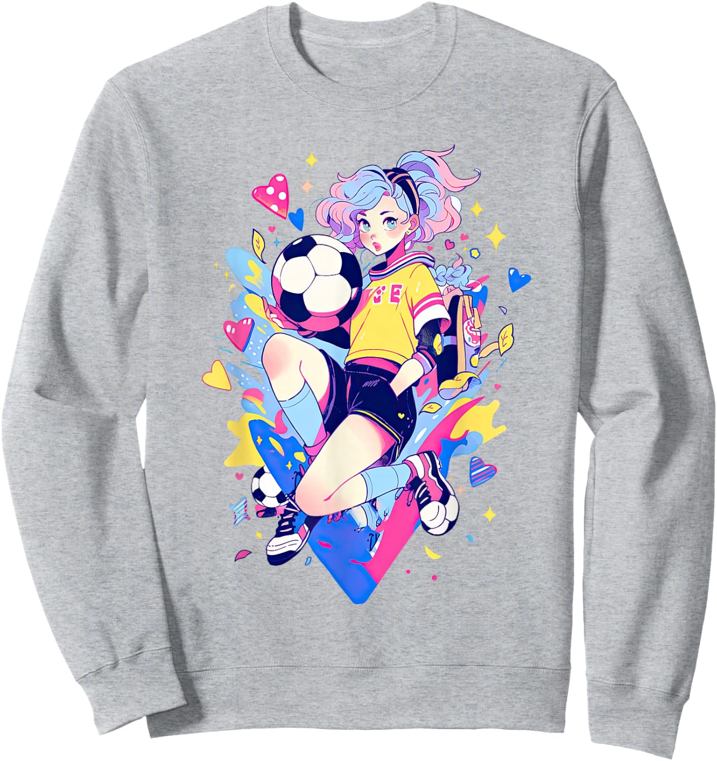 Soccer Girl in funny Pastel japan Anime Aesthetic japanese Sweatshirt - Sweatshirt | Ash