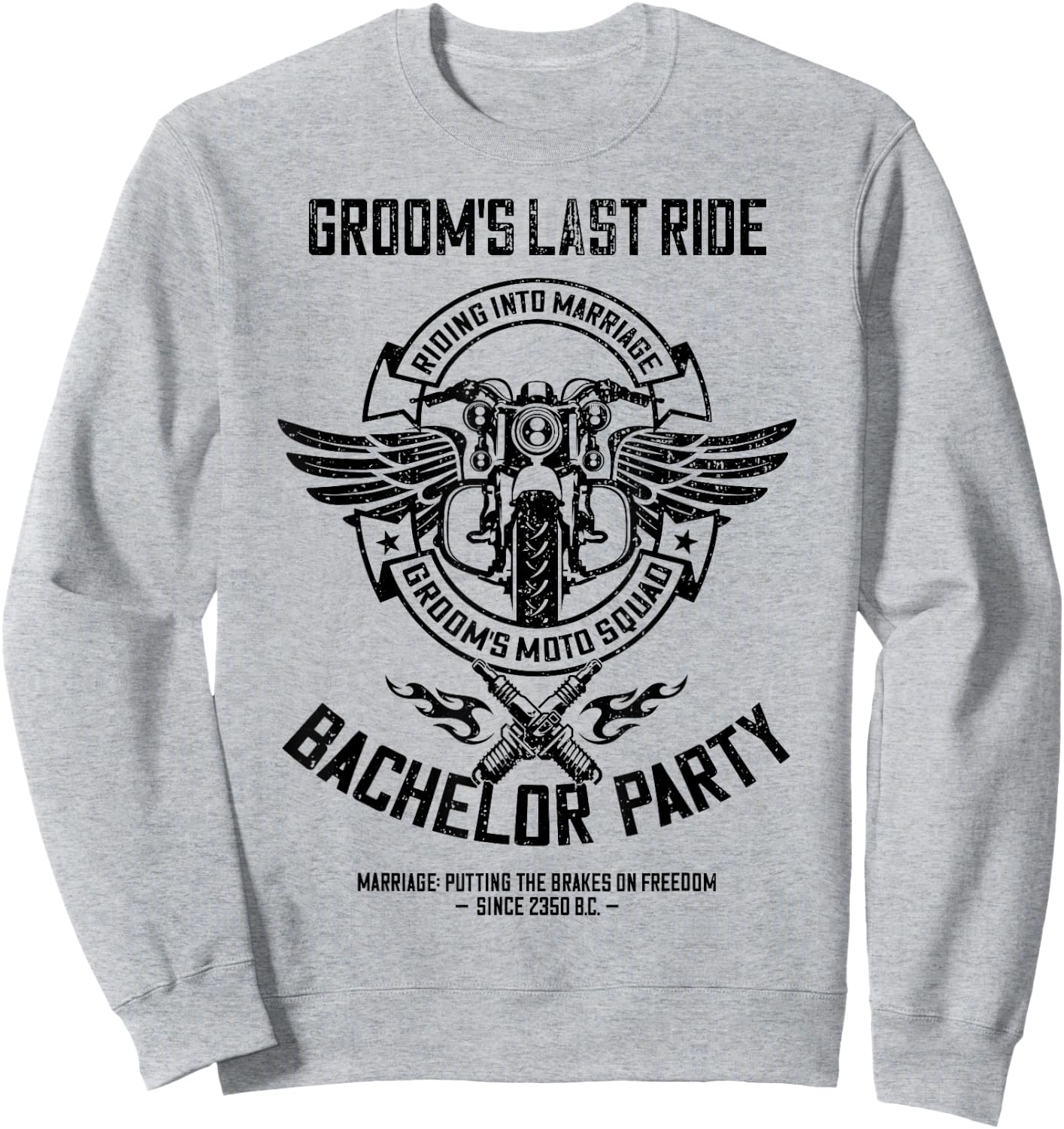 Groom's Last Ride, Retro Motorcycle Bachelor Party 2/2 Squad Sweatshirt - Sweatshirt | Ash