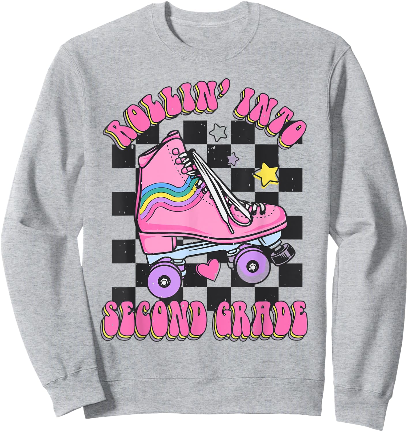 Kids Back To School Skating Rollin Into Second 2nd Grade Sweatshirt - Sweatshirt | Ash