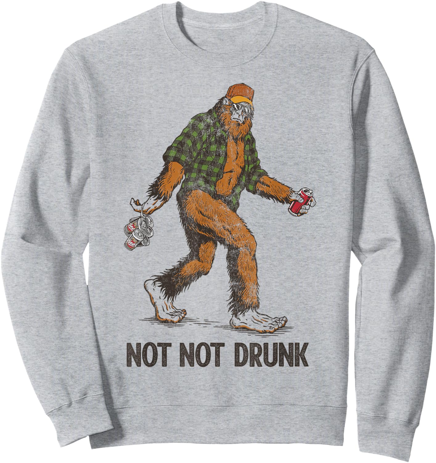 Not Too Drunk Sasquatch Lumberjack Spotted With Beer Pack Sweatshirt - Sweatshirt | Ash