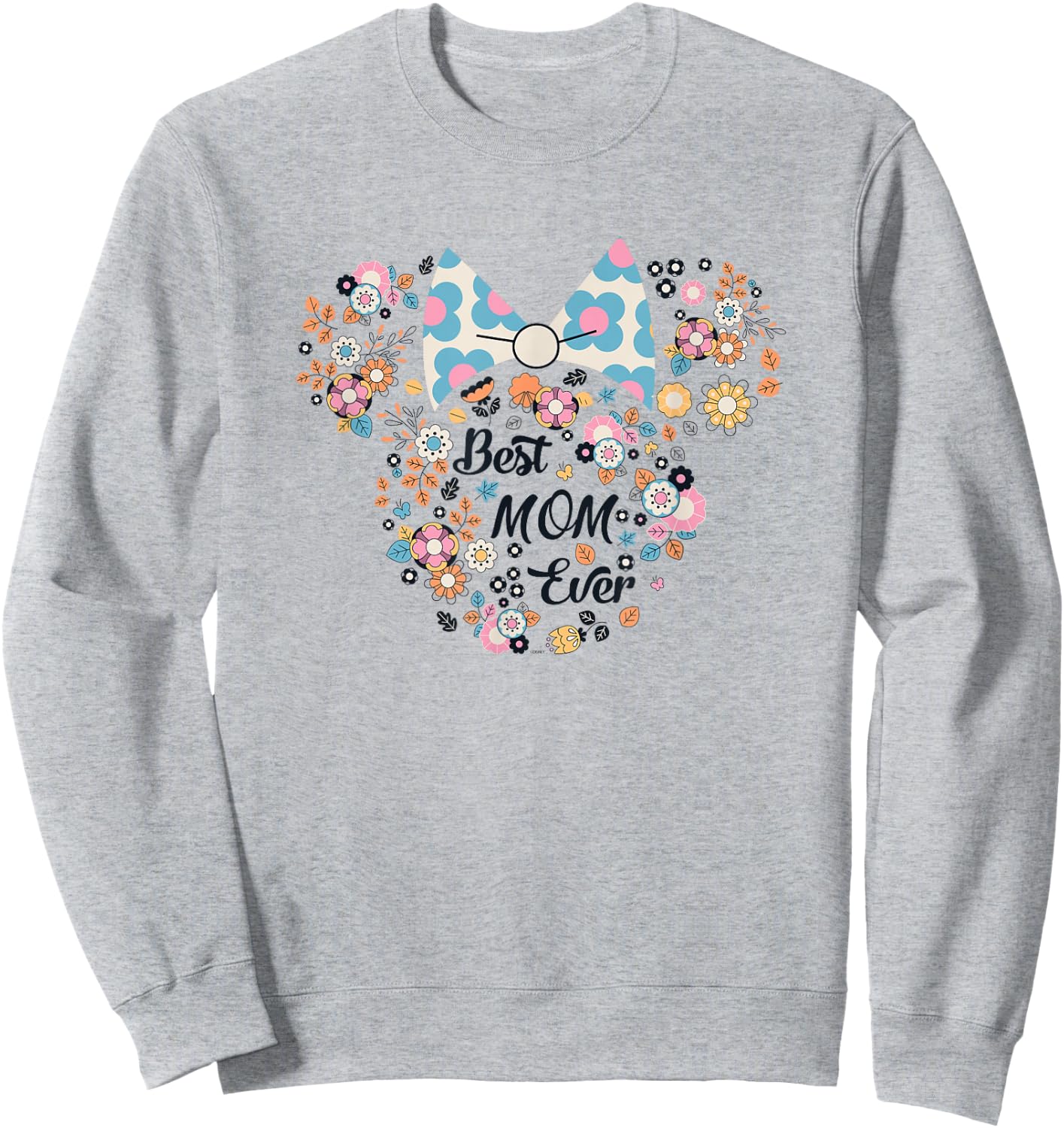 Disney Minnie Mouse Best Mom Ever Icon Flowers Mother's Day Sweatshirt - Sweatshirt | Ash