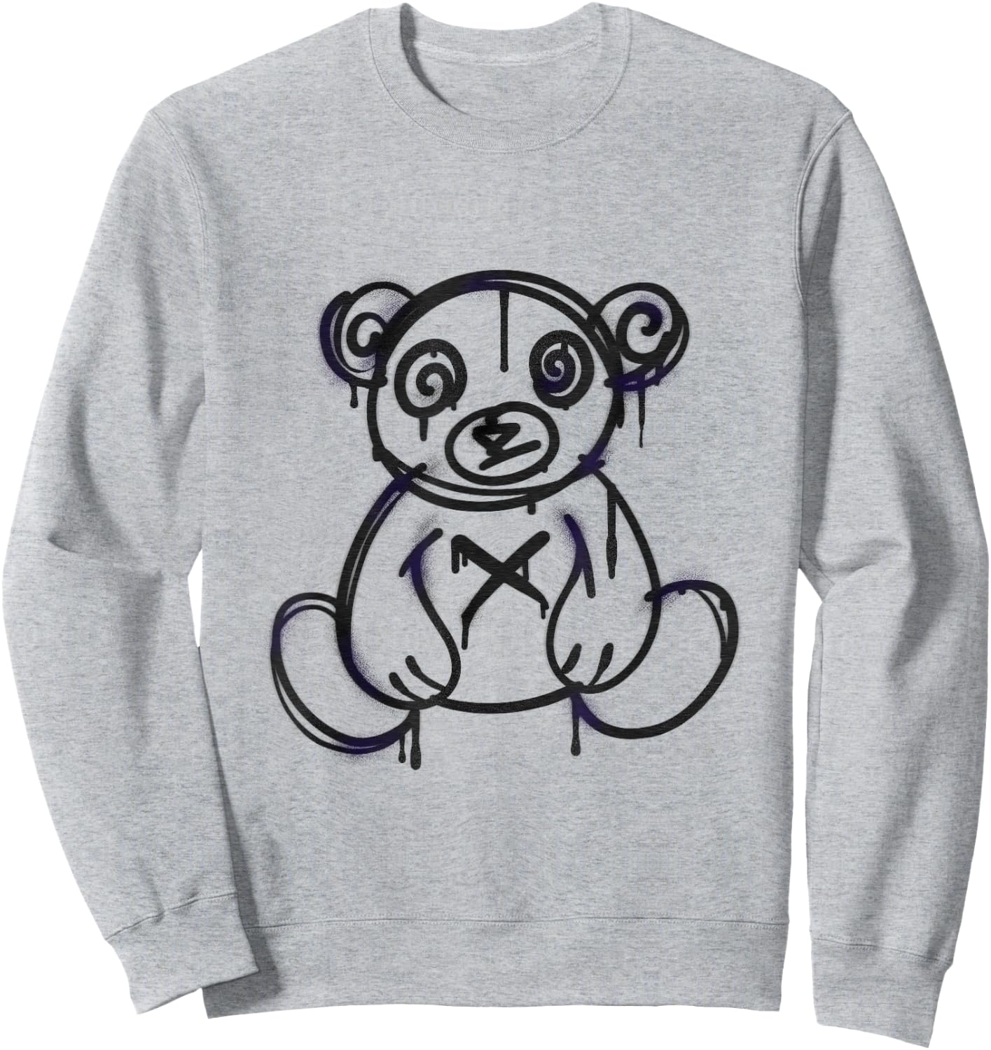 Teddy Drip Spray Painted Bear Graffiti Sweatshirt - Sweatshirt | Ash