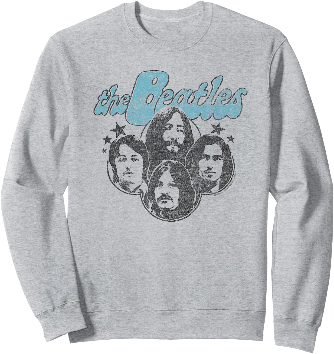 The Beatles - Groovy Blue Logo with Band Member Faces Sweatshirt - Sweatshirt | Ash