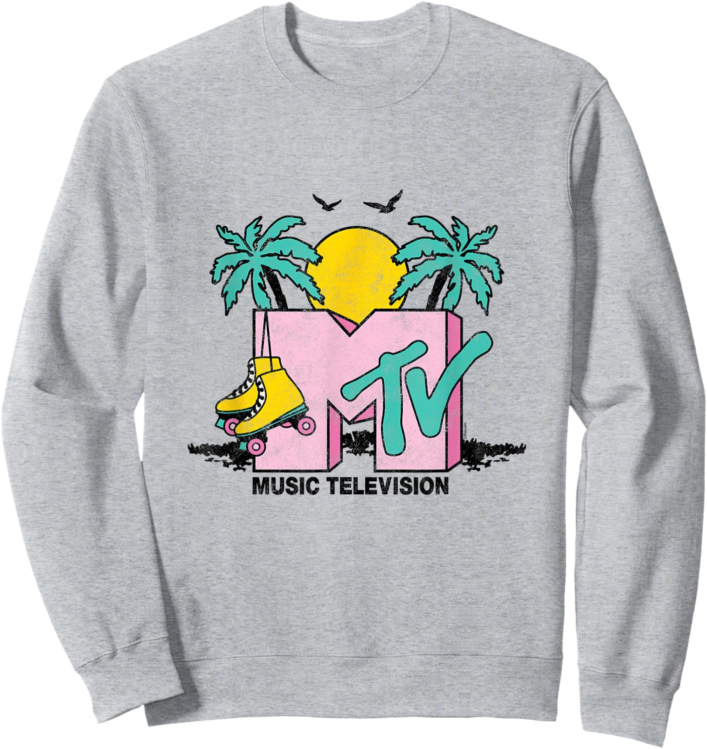 MTV - Malibu Beach Roller Skate Mtv Logo Sweatshirt - Sweatshirt | Ash