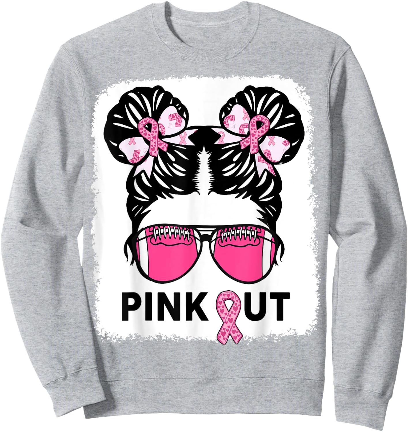 Girl Breast Cancer Awareness Football Pink Out Daughter Kids Sweatshirt - Sweatshirt | Ash