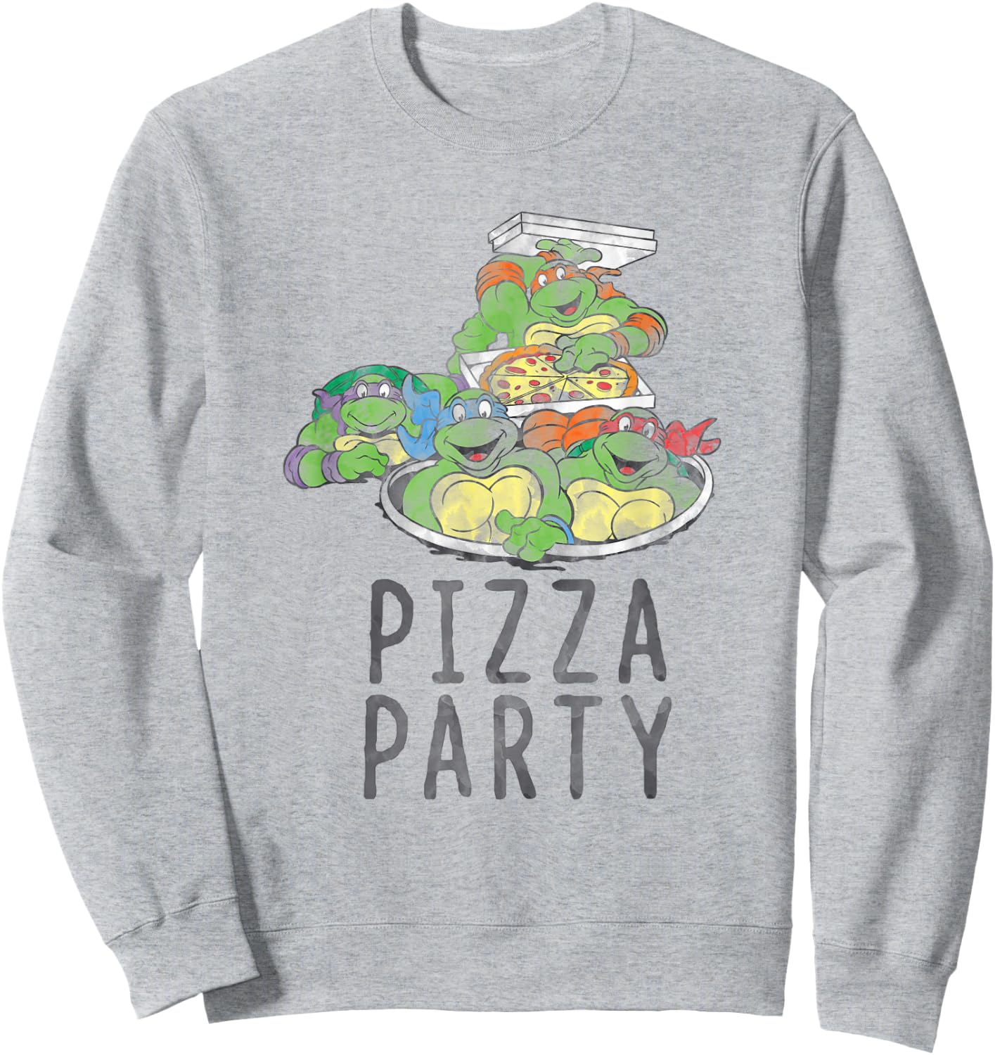 Teenage Mutant Ninja Turtles Vintage Pizza Party Group Sweatshirt - Sweatshirt | Ash