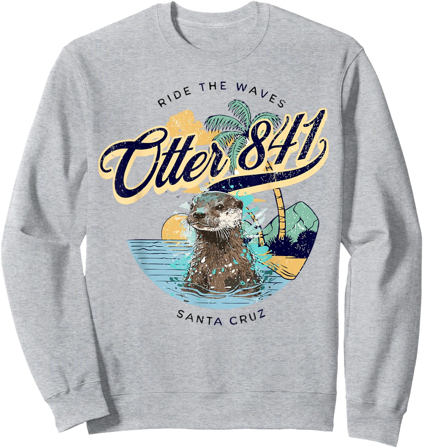 Otter 841 Surfing Otter 841 California Surf Board Otter 841 Sweatshirt - Sweatshirt | Ash