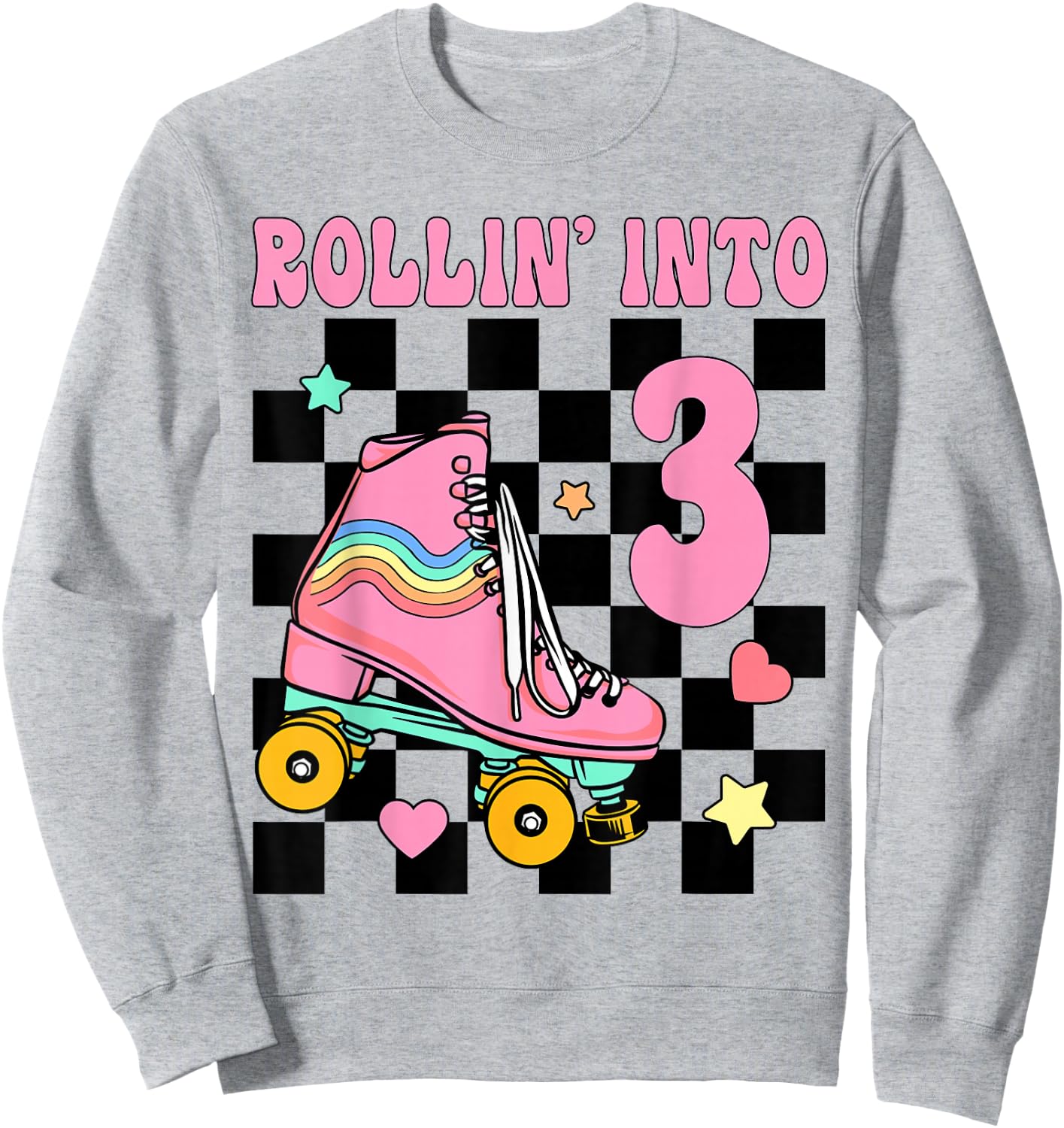 Rolling Into 3 Years Old Roller Skating Girl 3rd Birthday Sweatshirt - Sweatshirt | Ash