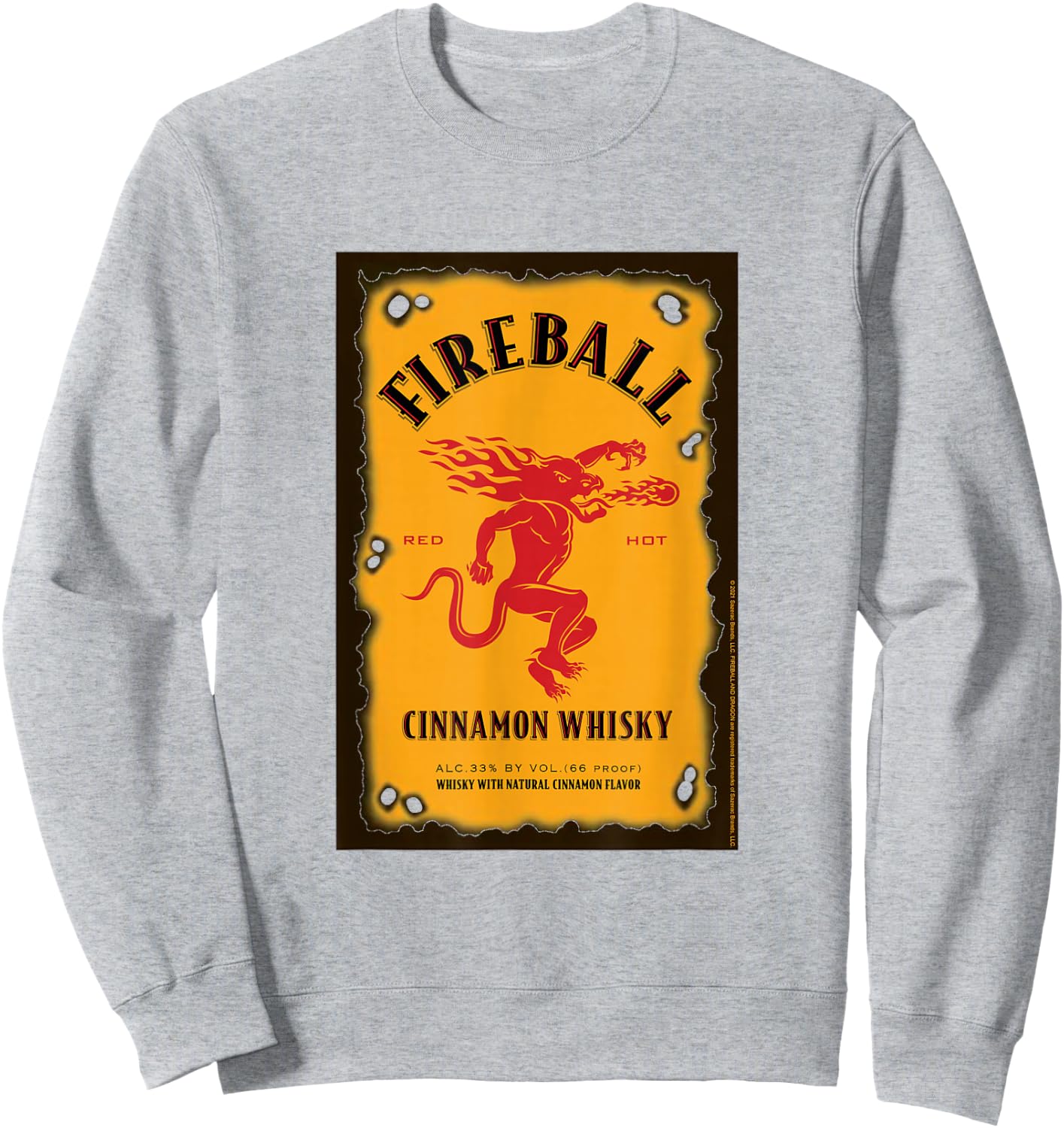 Fireball Cinnamon Whisky Distressed Bottle Label Drink Sweatshirt - Sweatshirt | Ash