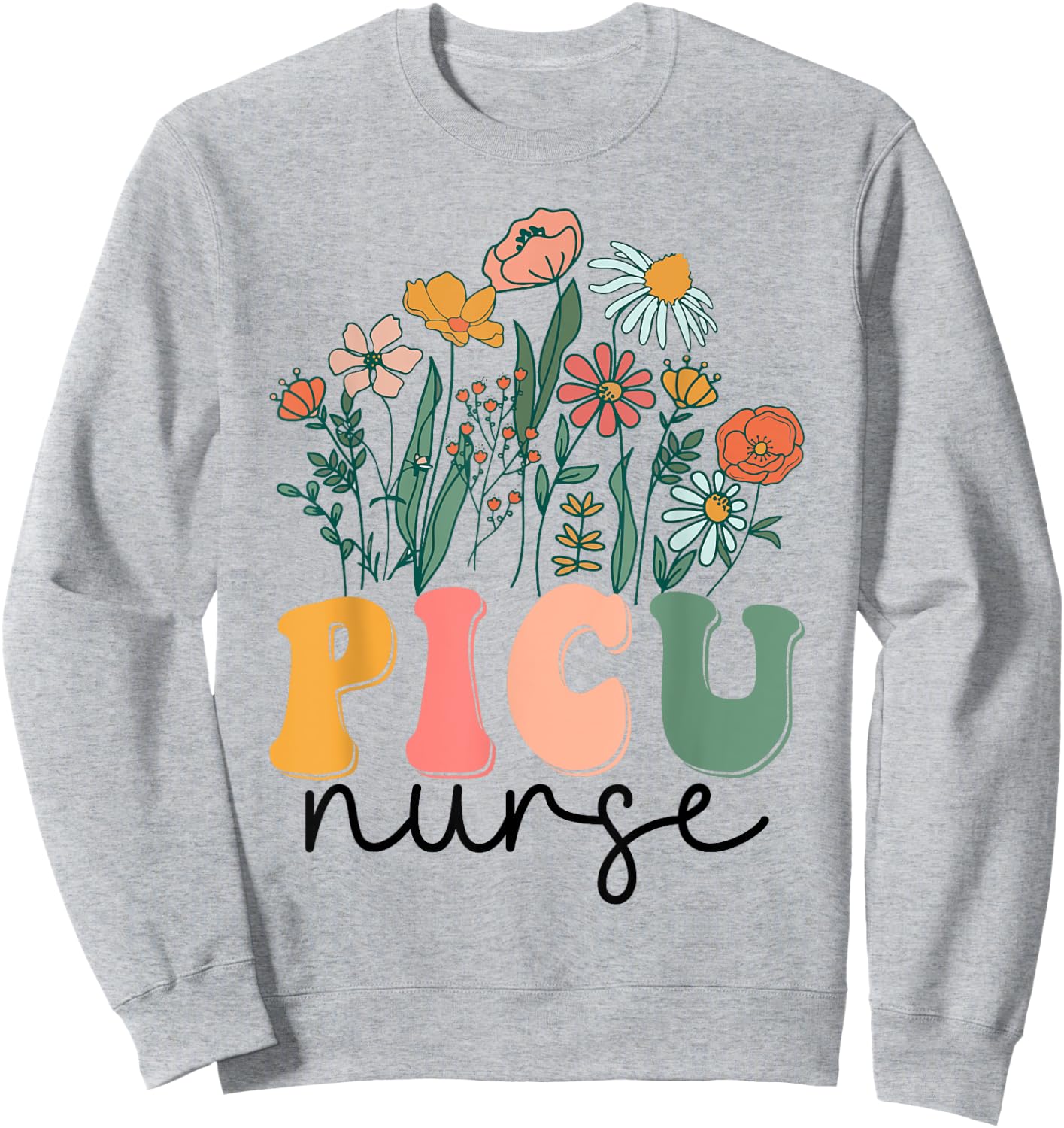 Groovy Wildflower Picu Nurse Sweatshirt - Sweatshirt | Ash