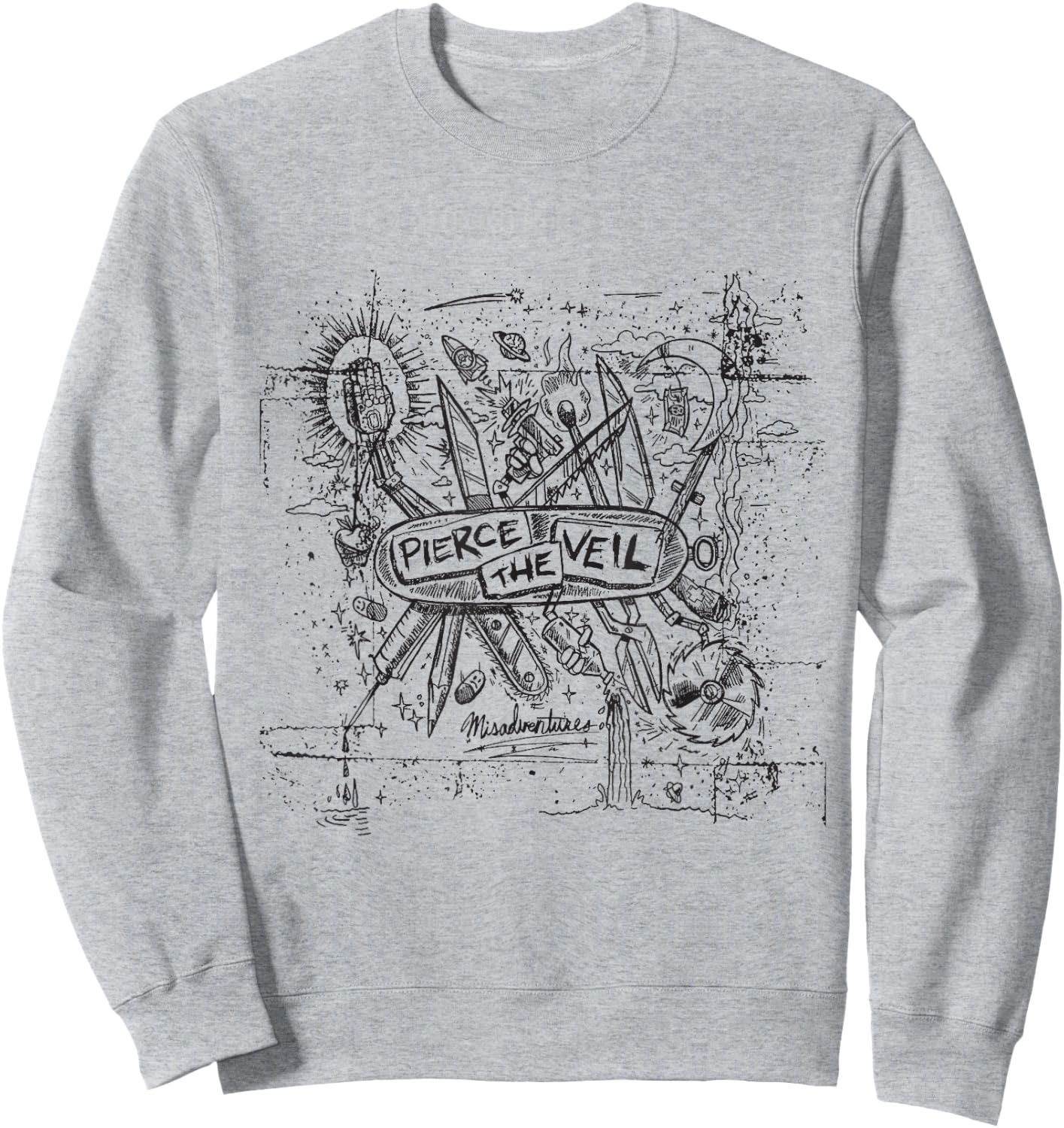 Pierce The Veil - Misadventures Cover in Black Print Sweatshirt - Sweatshirt | Ash
