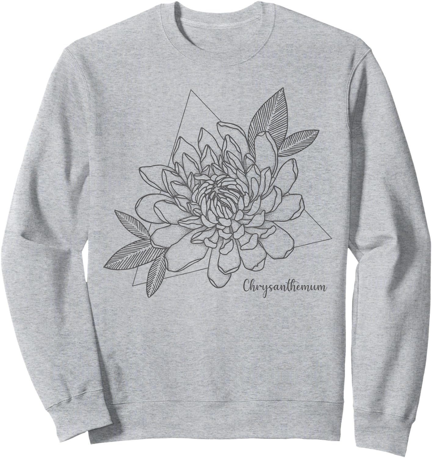 Chrysanthemum Flower Minimalist Aesthetic Abstract Vintage Sweatshirt - Sweatshirt | Ash