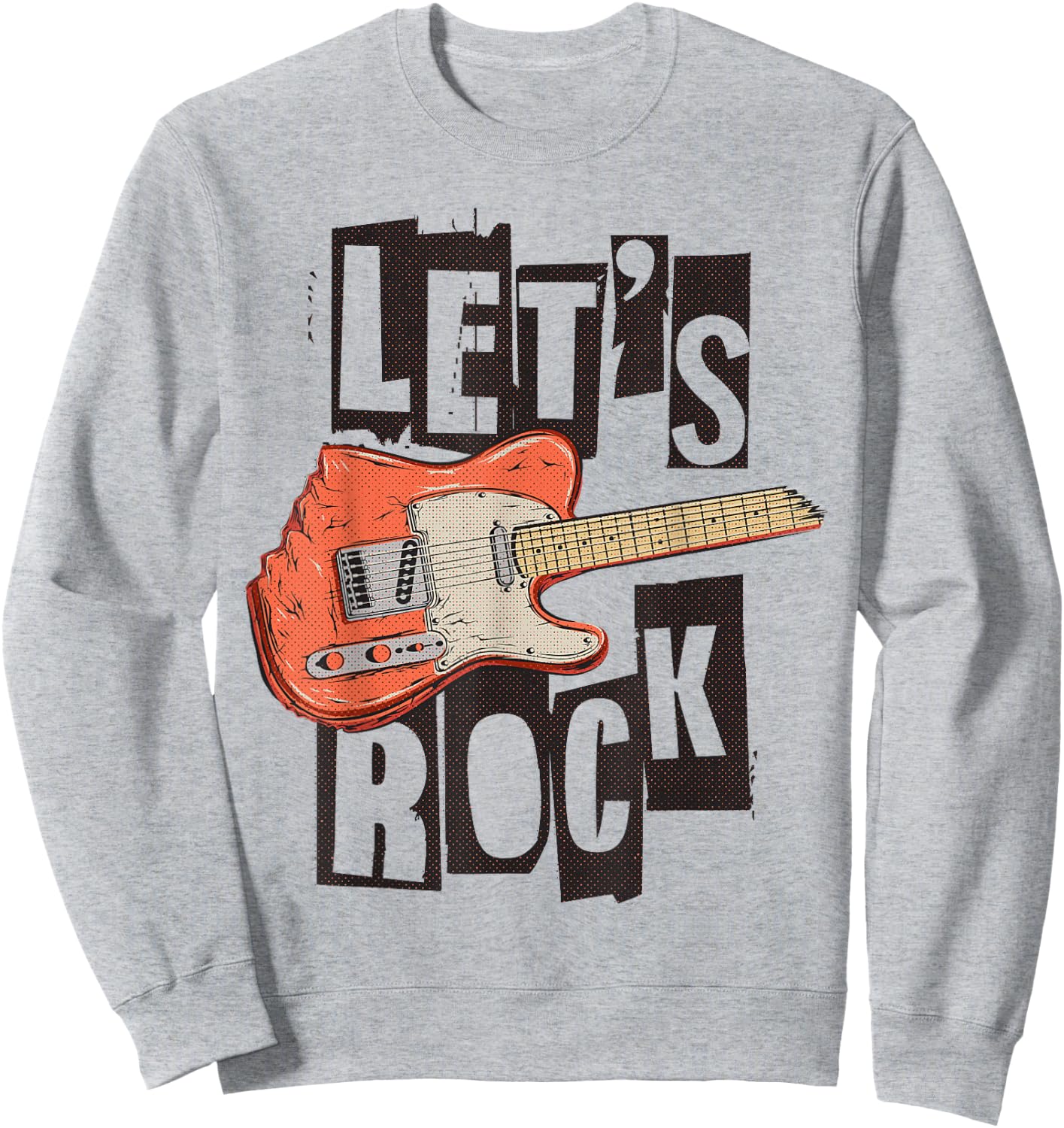 Let's Rock Electric Guitar Music Lover Band Guitarist Retro Sweatshirt - Sweatshirt | Ash