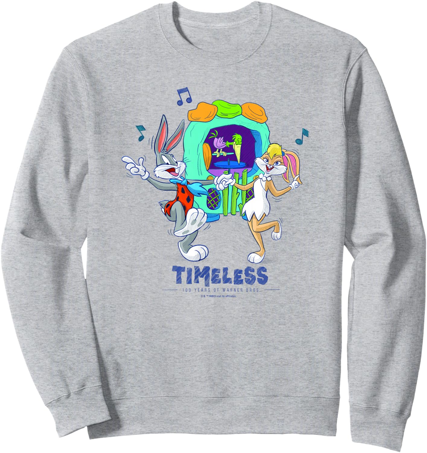 WB 100 Looney Tunes The Flintstones Timeless Dance Special Sweatshirt - Sweatshirt | Ash