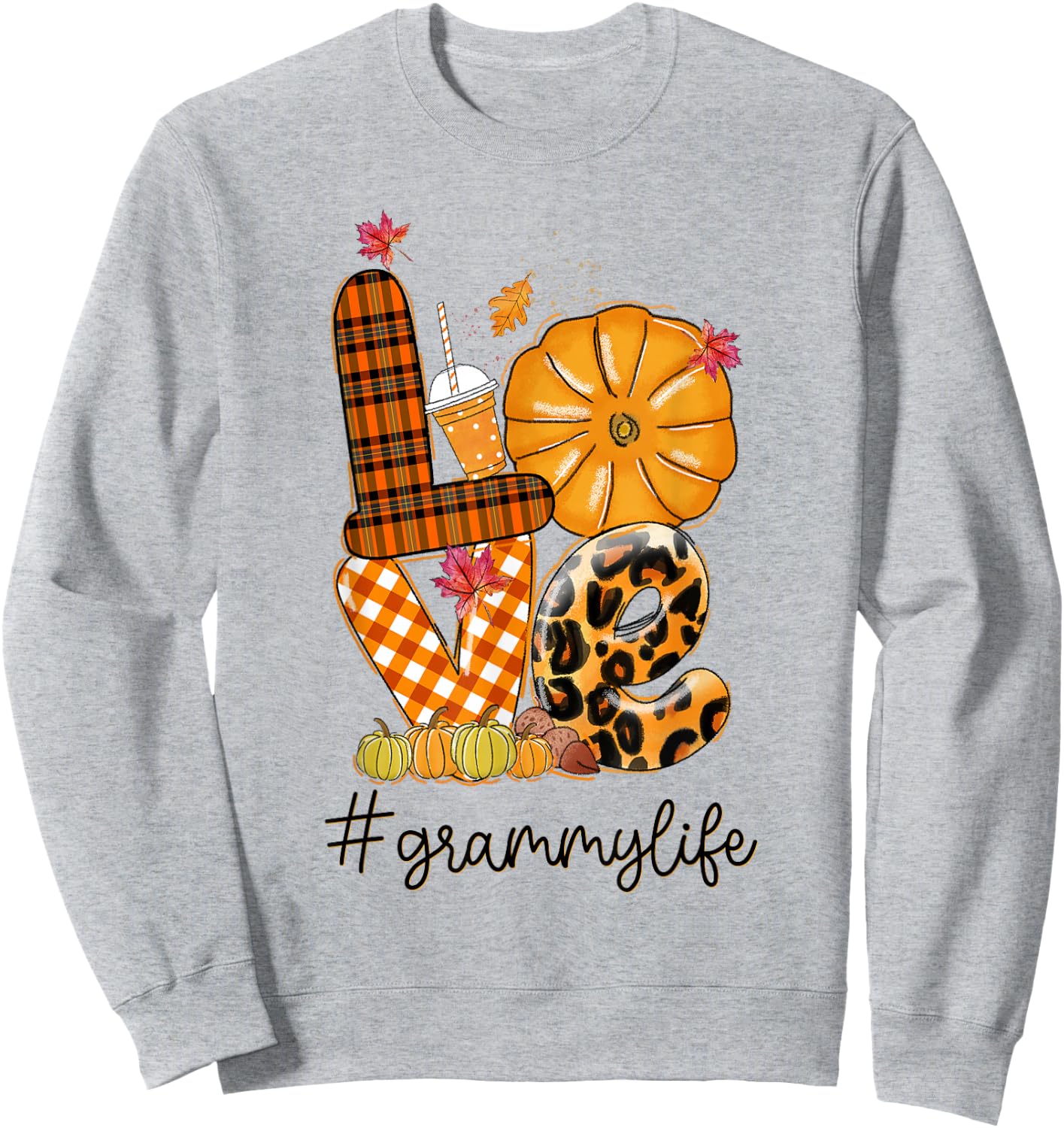 Thanksgiving Love grammy Life Candy Leopard Fall Gifts Sweatshirt - Sweatshirt | Ash